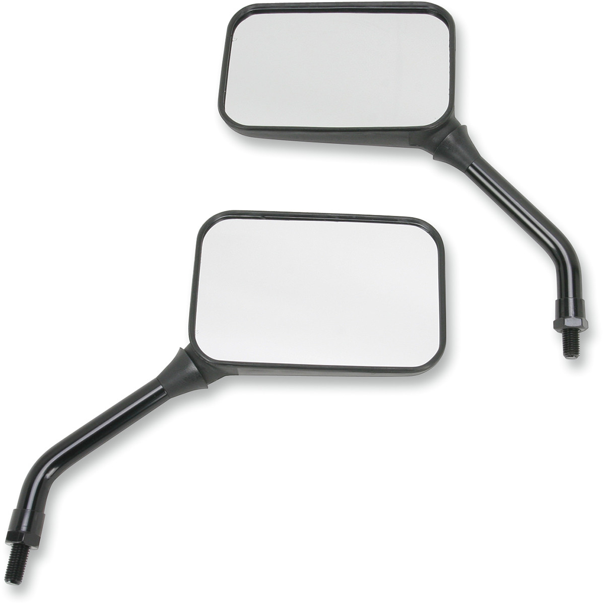 Emgo GP Deluxe Rectangular Mirror Short Stem Black 10mm Universal Pair