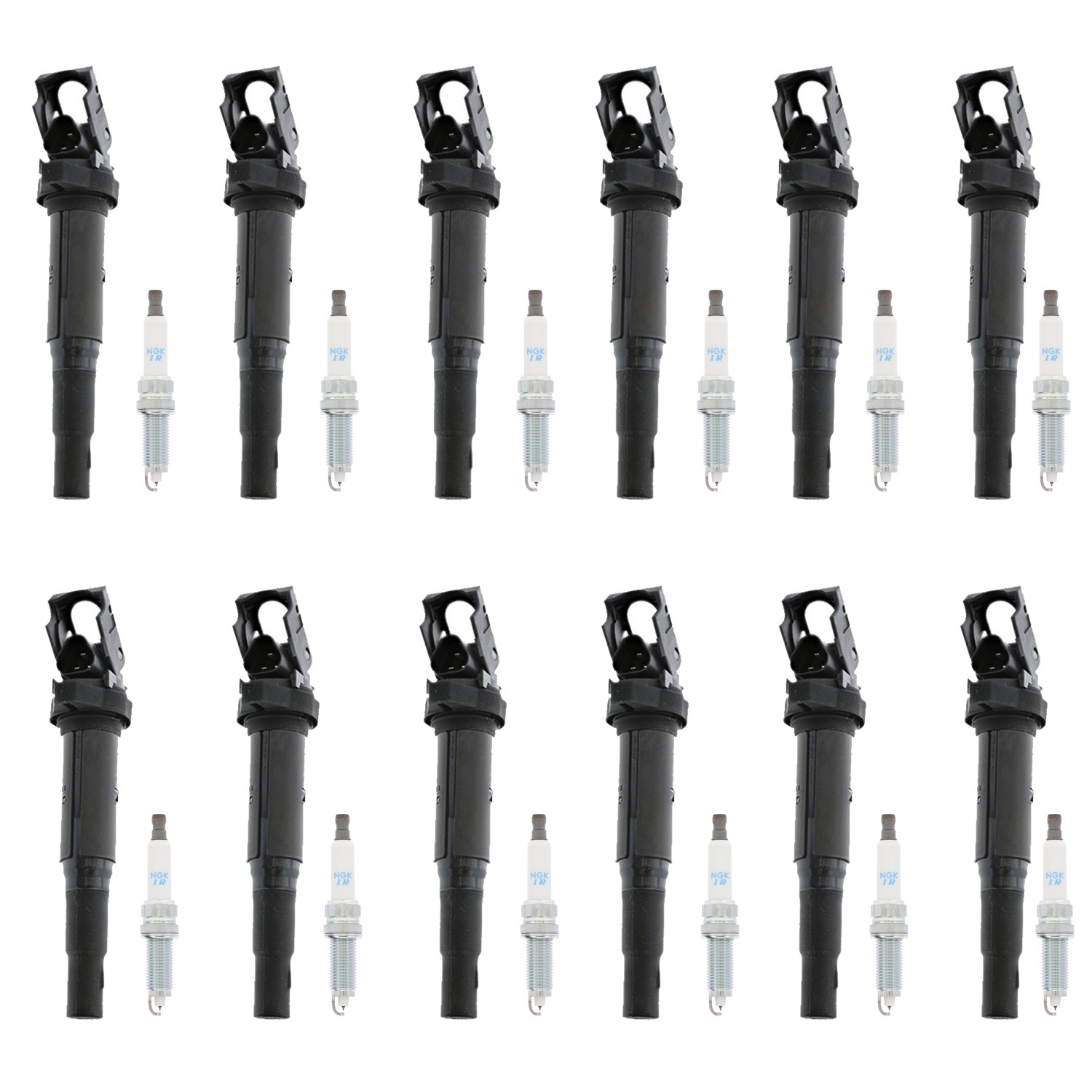 Eldor Ignition Coils and NGK Spark Plugs Kit for BMW 760Li 2010-2015 6.0L V12