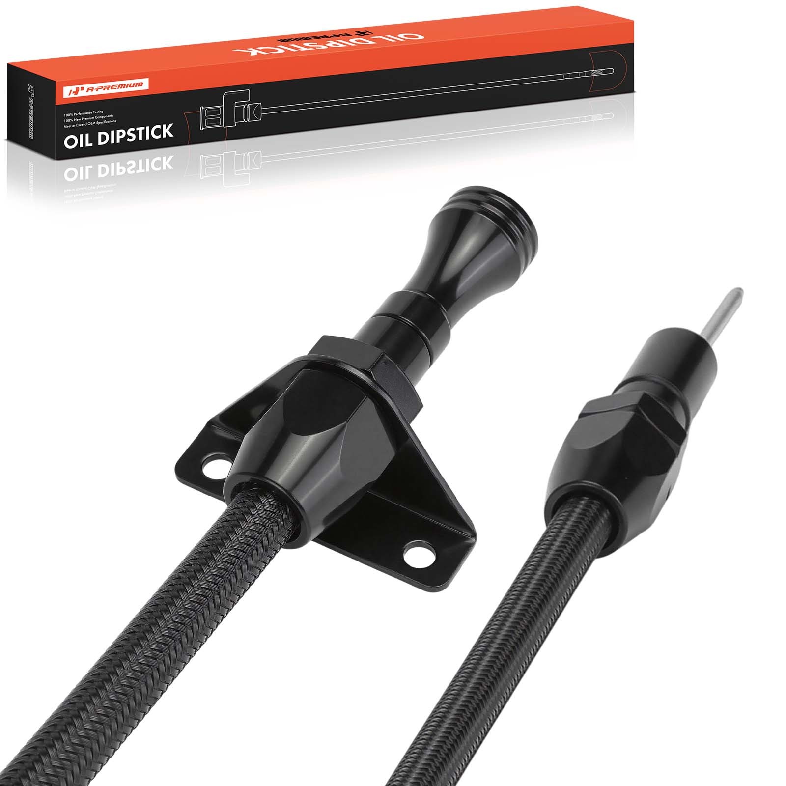 A-Premium Flexible Black Trans Dipstick Firewall Mount for GM Turbo 700R4 4L60E