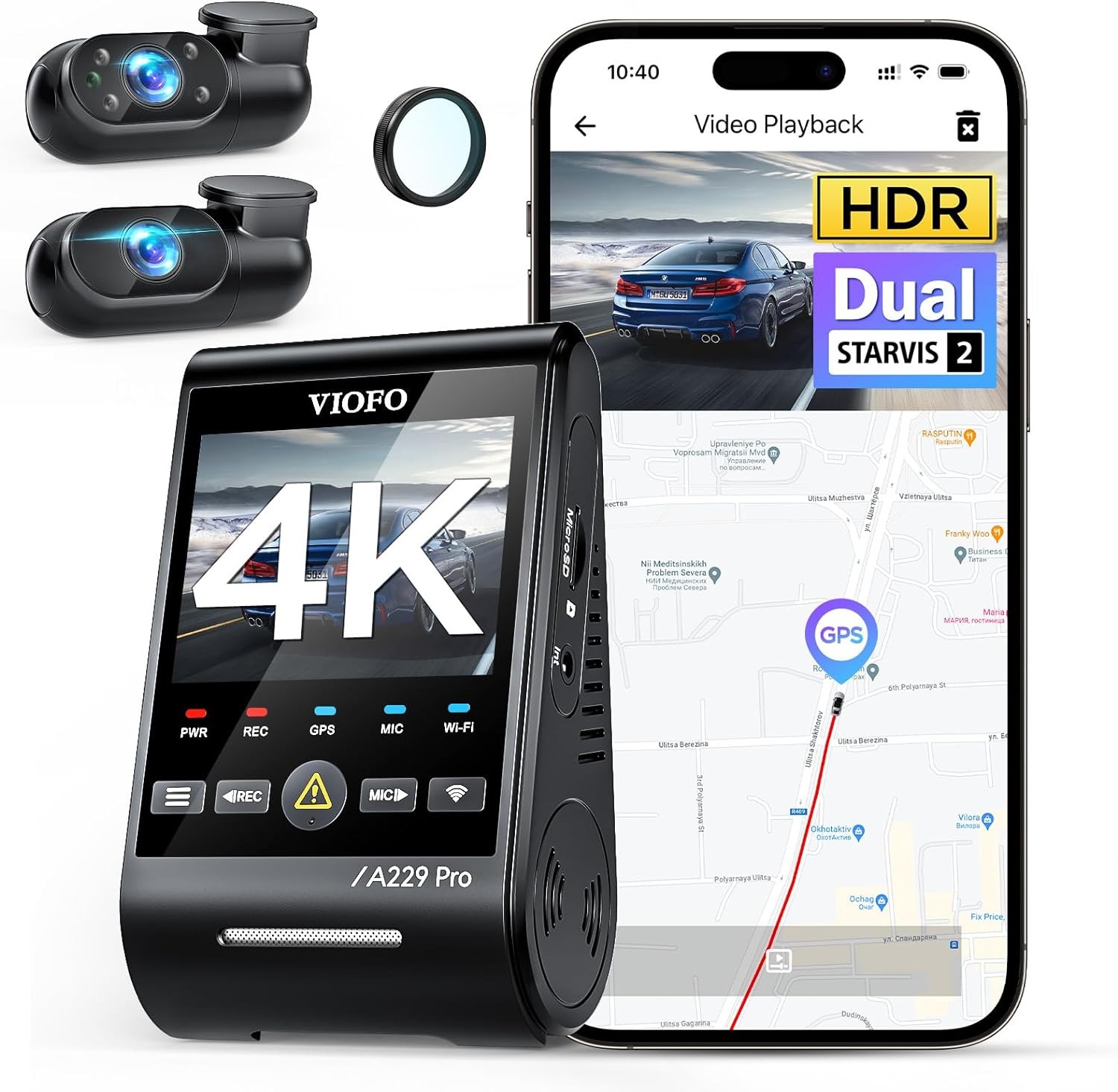 VIOFO A229 PRO 3CH 4K+2K+1080P HDR Dash Cam