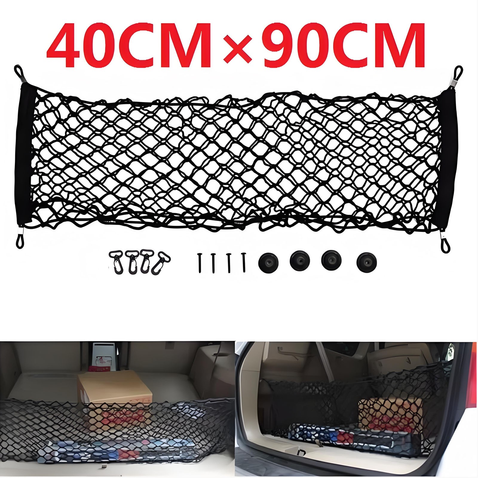 Car Trunk Cargo Net 90x40cm Elastic Nylon Storage Organizer Luggage Mesh Holder
