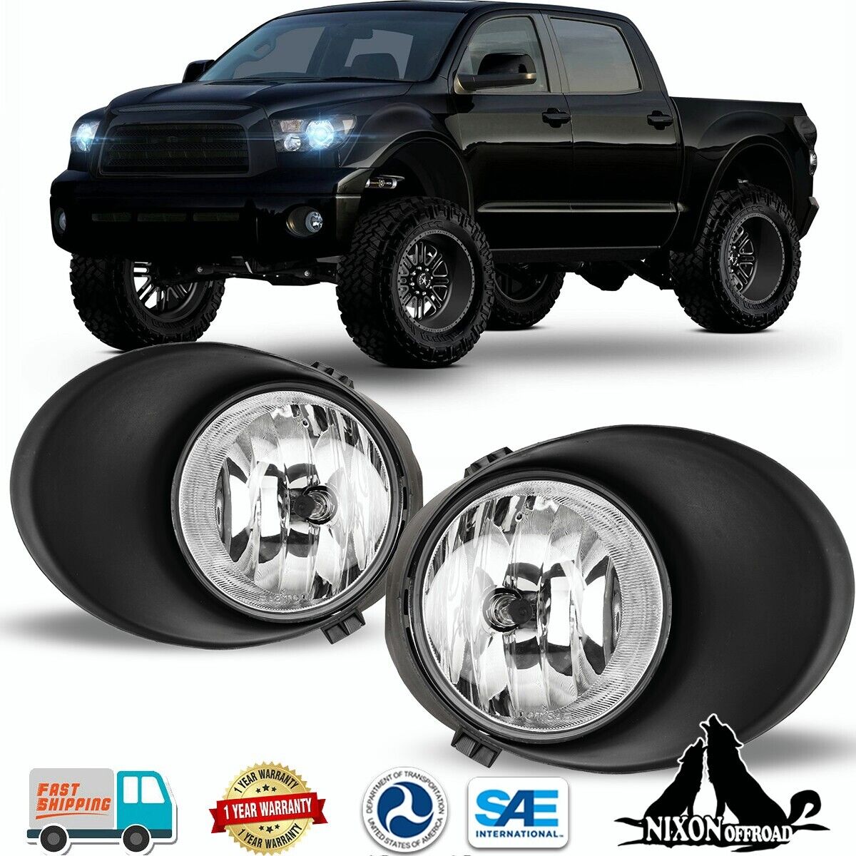 Pair Fog Lights For 2007-2013 Toyota Tundra Front Driving Bumper Lamps w/Wiring