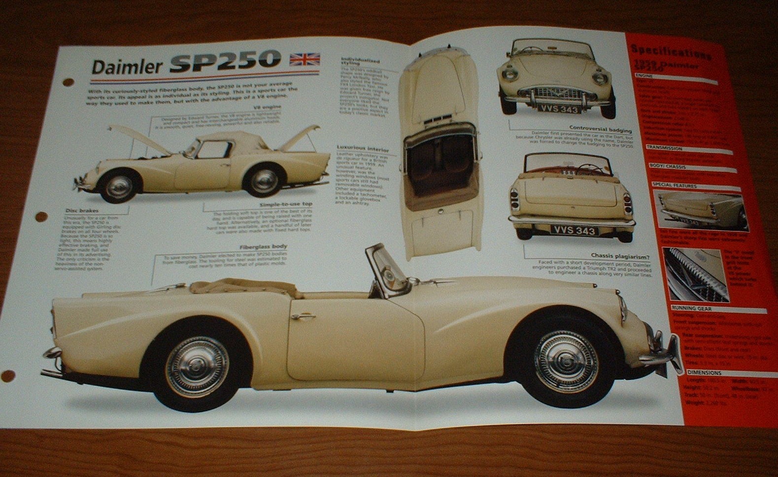 1959 DAIMLER SP250 ORIGINAL IMP BROCHURE SPECS INFO 59 SP 250 64 1960-1964