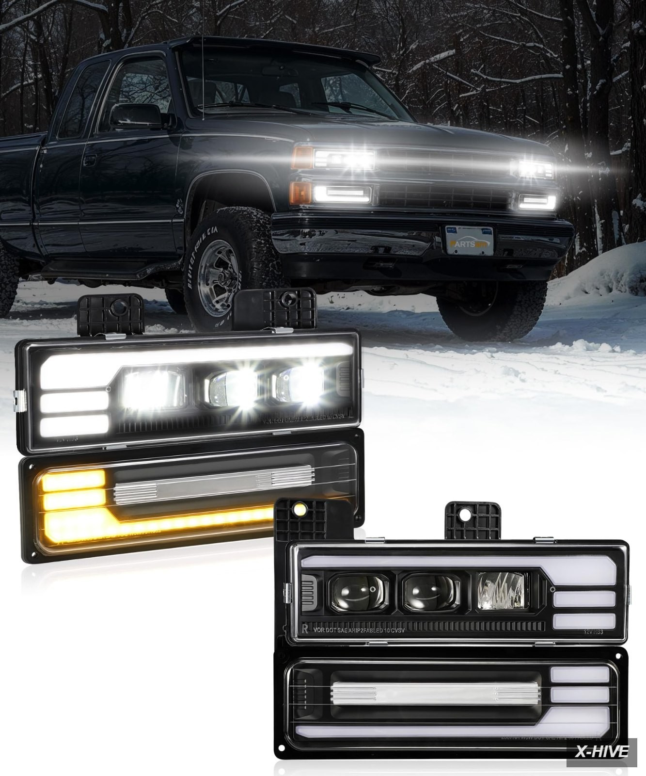 Partsam LED Headlights Assembly DOT Approved with Start Animation DRL