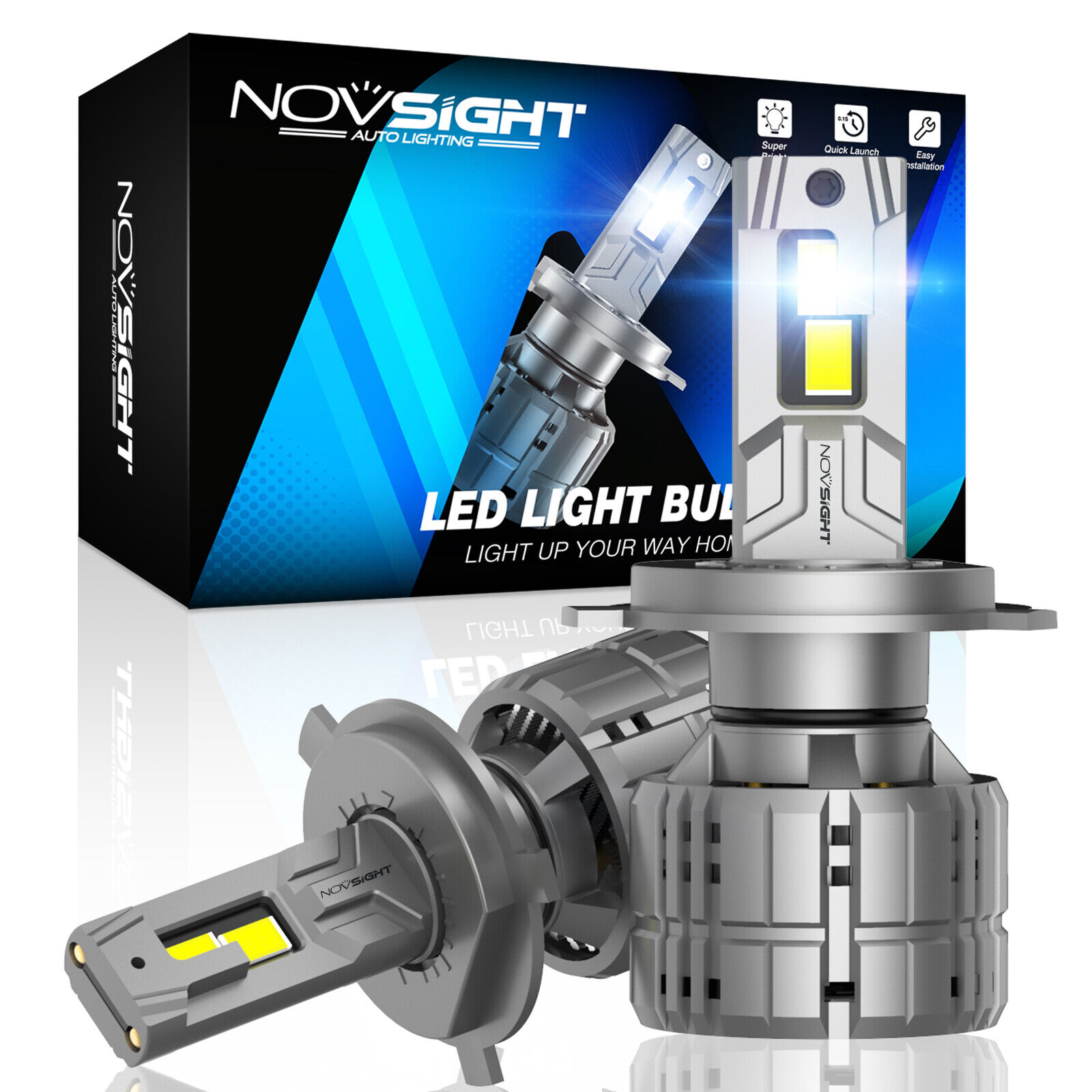NOVSIGHT LED Headlight H4 H11 H13 9005 9006 Bulb 200W 40000LM Super White Bright