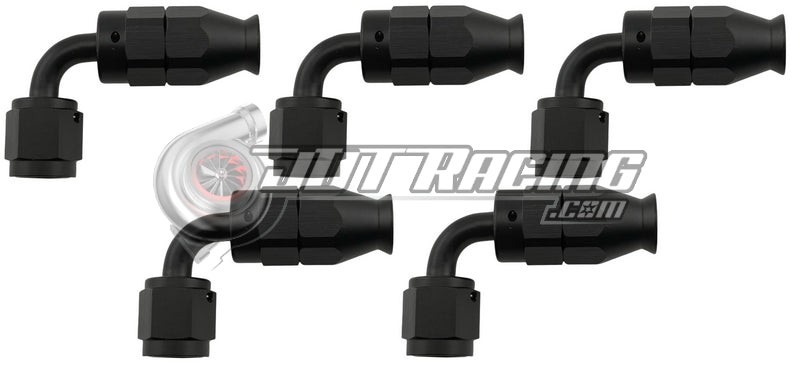 AN3 3AN 90° Degree PTFE Teflon Swivel Hose End Black AN Fitting E85 Flex (Qty 5)