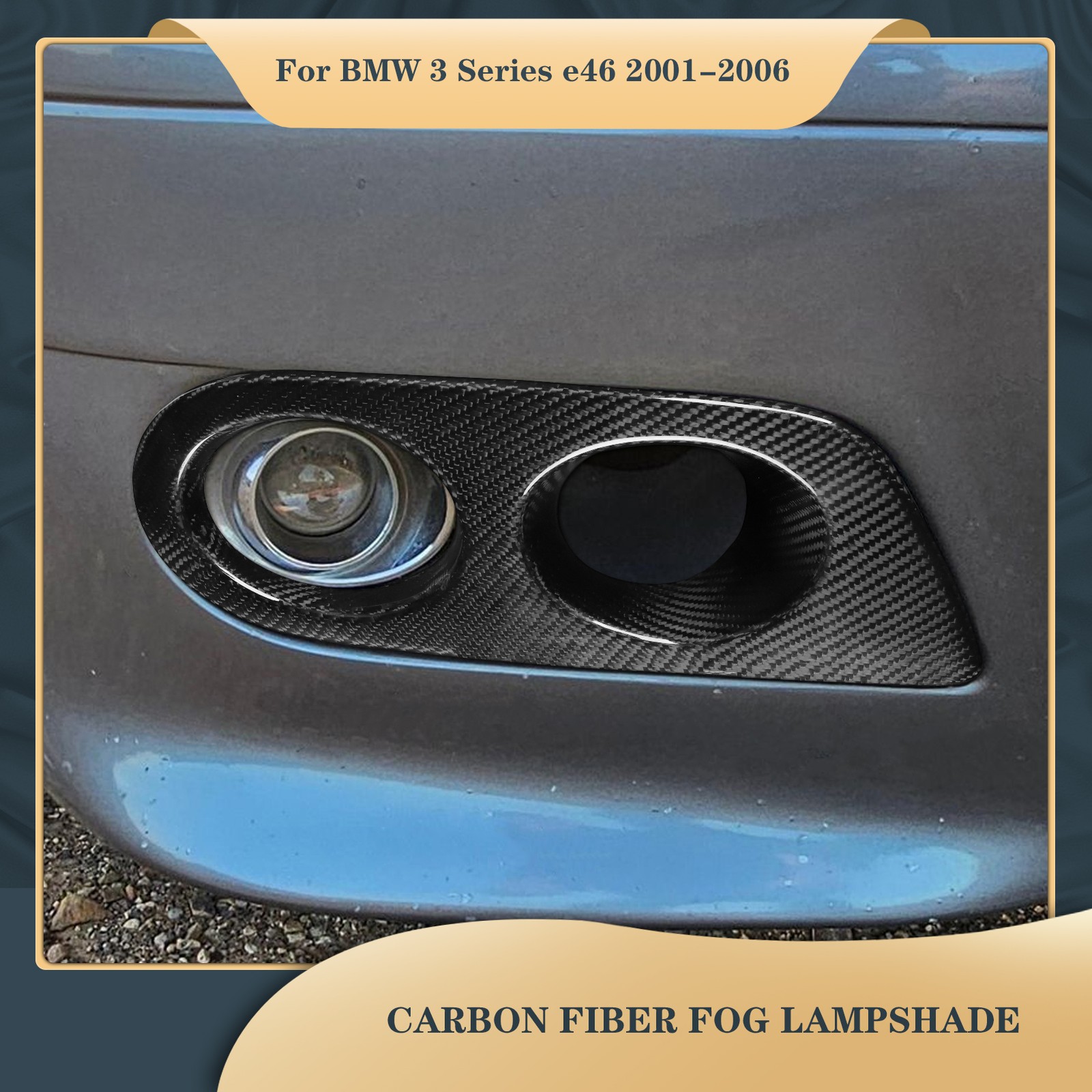 Carbon Fiber Bumper Fog Light Lamp Cover For BMW E46 M3 2-Door 2001-2006 4-Door