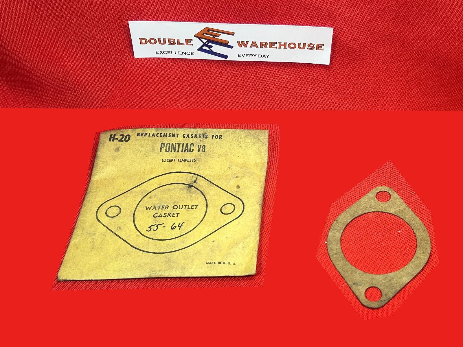 NOS 1955-1964 H-20 Water Outlet Gasket for Pontiac V8 ONE (1) PER ORDER