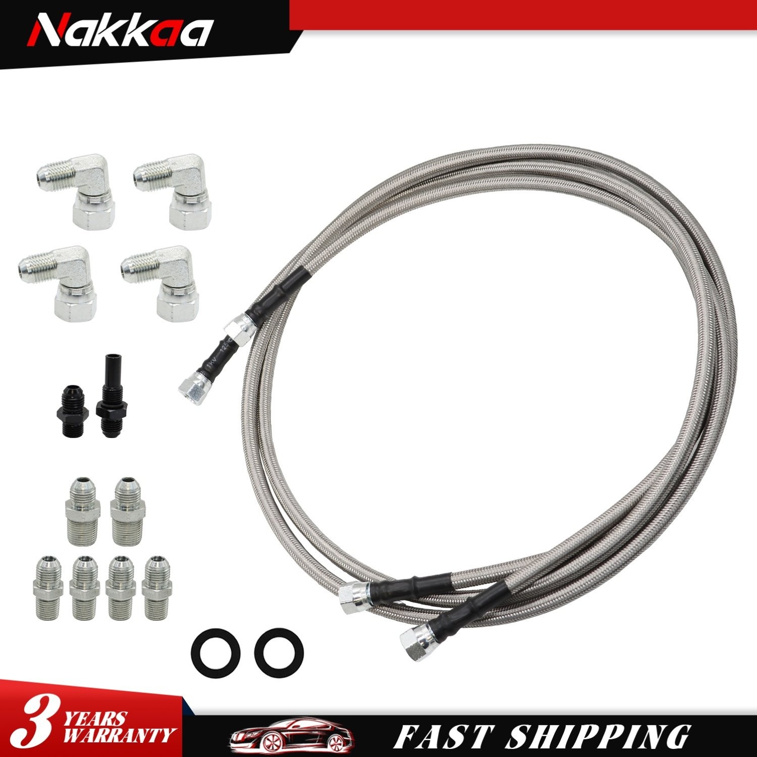 For GM 4L60E 4L80E Flexible SS Braided Transmission Cooler Lines Kit -6AN Hose