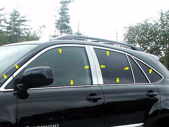 FITS LEXUS RX 2004-2009 POLISHED STAINLESS CHROME WINDOW PACKAGE 20PCS