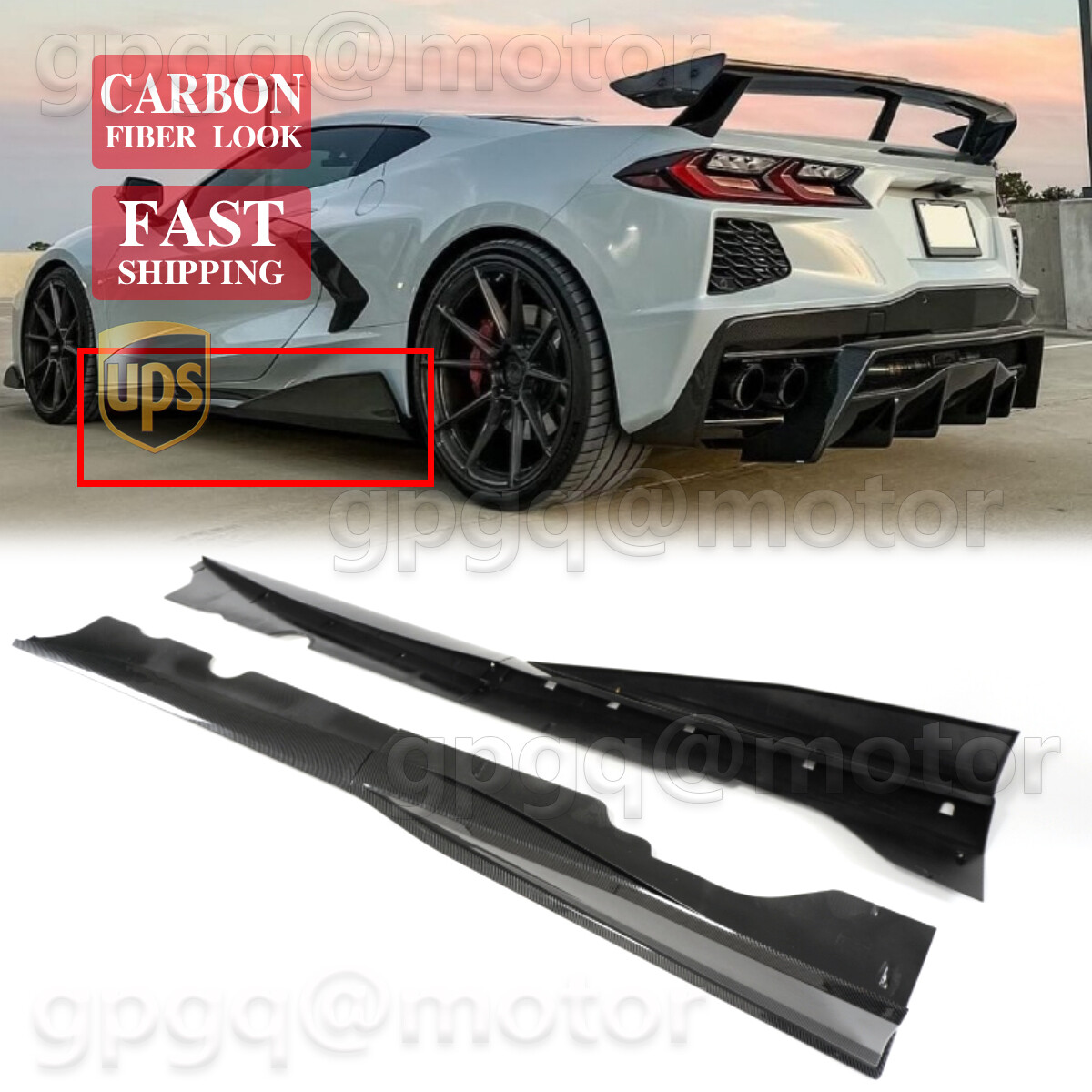 For Corvette C8 Z51 2020-2027 Stage 3 Carbon Fiber Winglet Side Skirts Extension