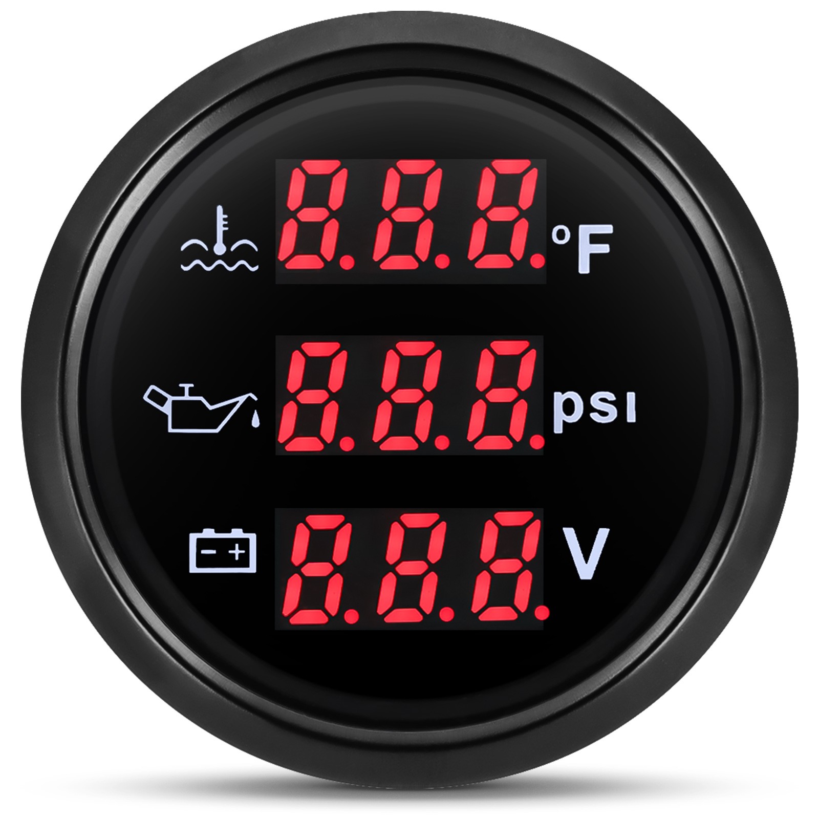 52mm 3 in 1 Digital Multi-Function Gauge Water Temp Oil Pressure Volt With Alarm 52mm 3 in 1 Digital Multi-Function Gauge Water Temp Oil Pressure Volt With Alarm