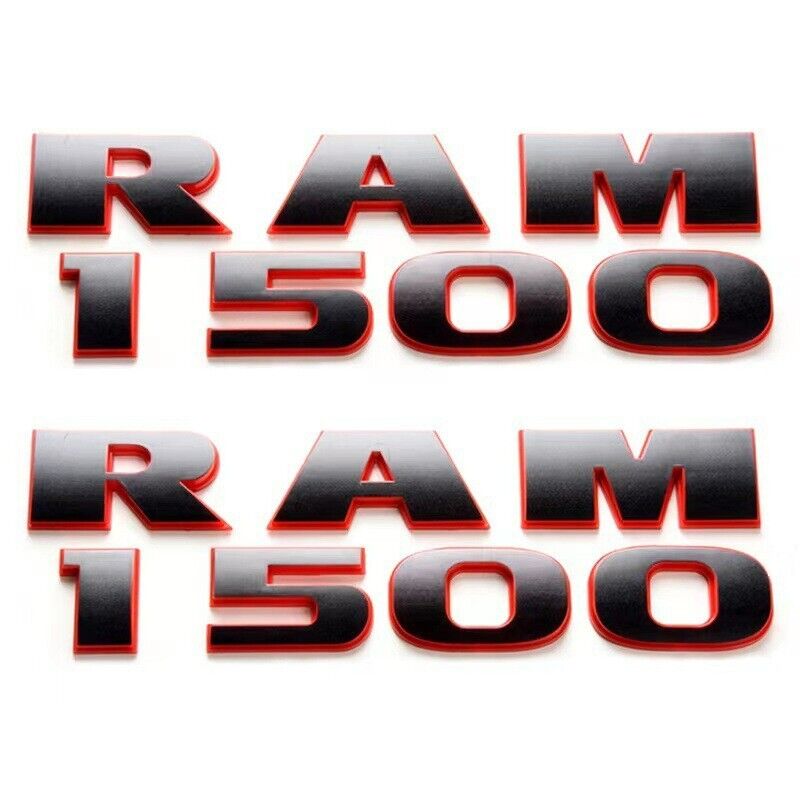 2pcs R-a-m 1500 Door Nameplate 3D Emblem for R-a-m Truck (Black Red)