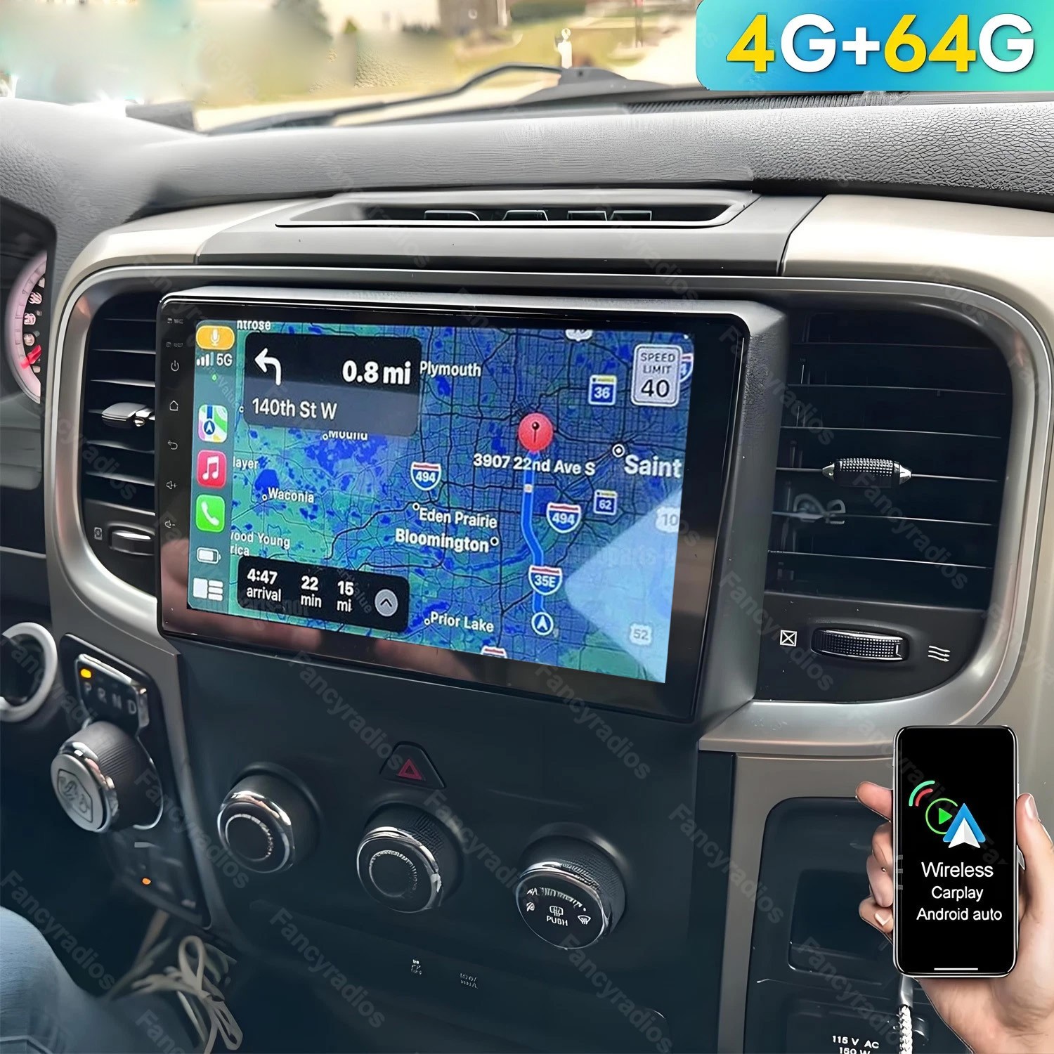 4+64G For Dodge Ram 1500 2500 3500 2013-2018 CarPlay Android 15 Car Radio Stereo