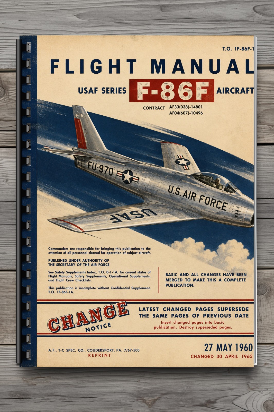 F-86F Sabre Flight Manual Pilot Handbook TO 1F-86F-1 1960 410 Pages
