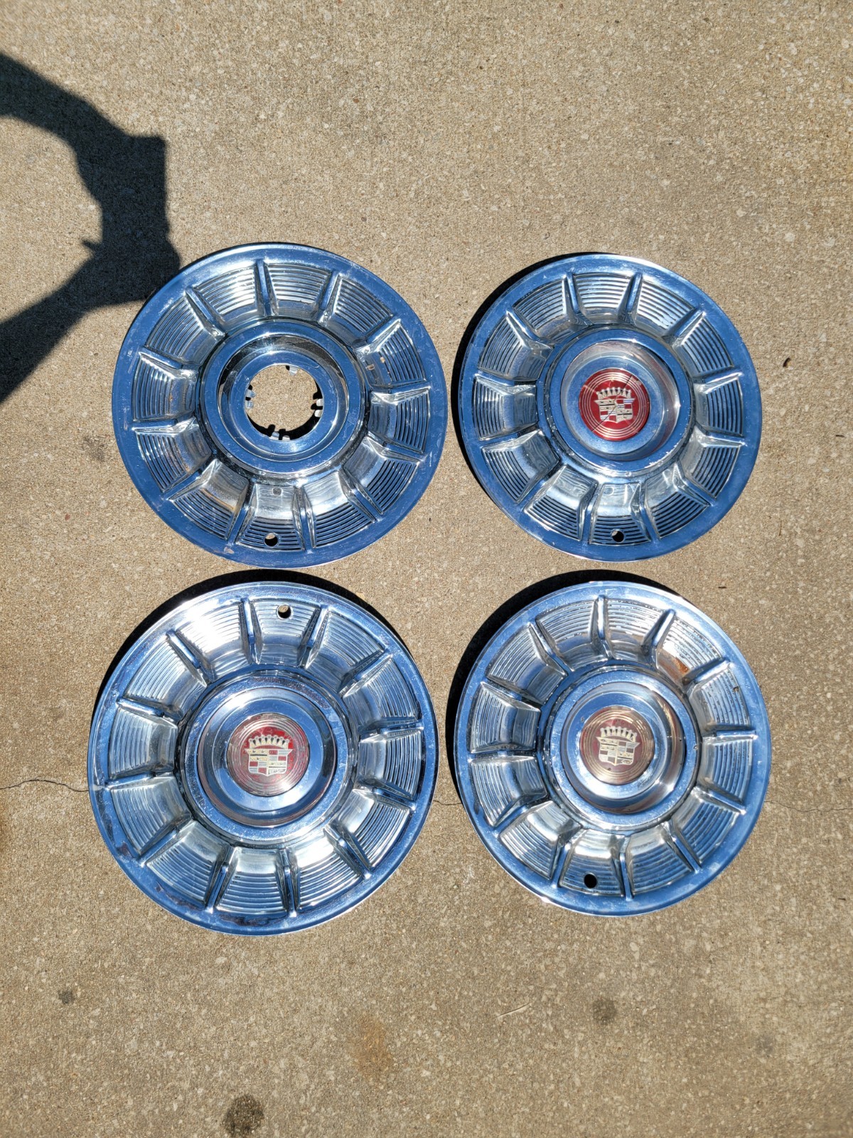57 1957 Cadillac Hubcaps Set Of 4 Wheel Covers 15 Inch Caddy OEM Vintage Classic