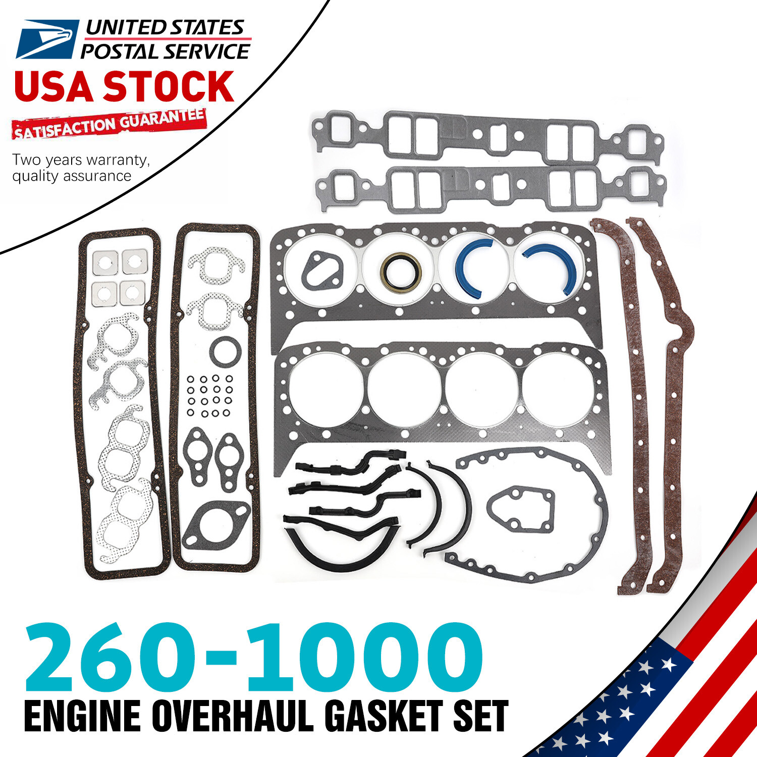 For Fel Pro Engine Gasket Set 260-1000; Permatorque for 57-79 Chevy 262-350 SBC
