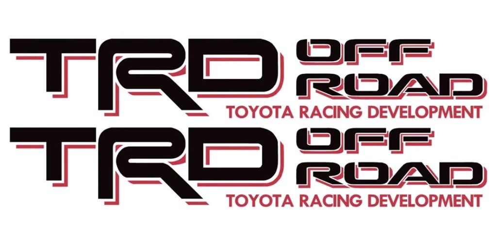 TRD OFF ROAD Decals Sticker 1 PAIR truck bedside Black/Red.