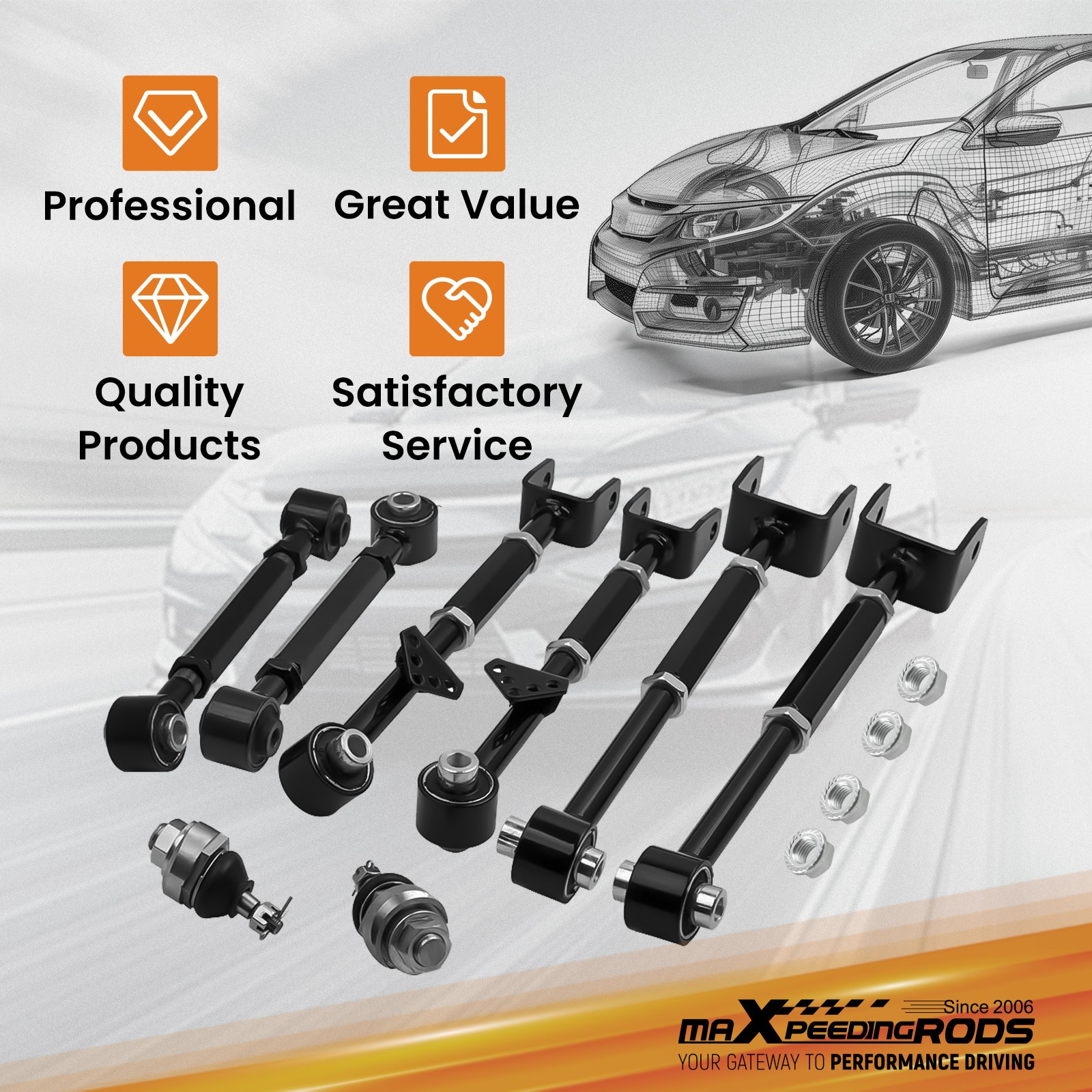 Rear Control Camber Arms Toe Kit + Front Lower Ball Joint For Honda Accord Acura
