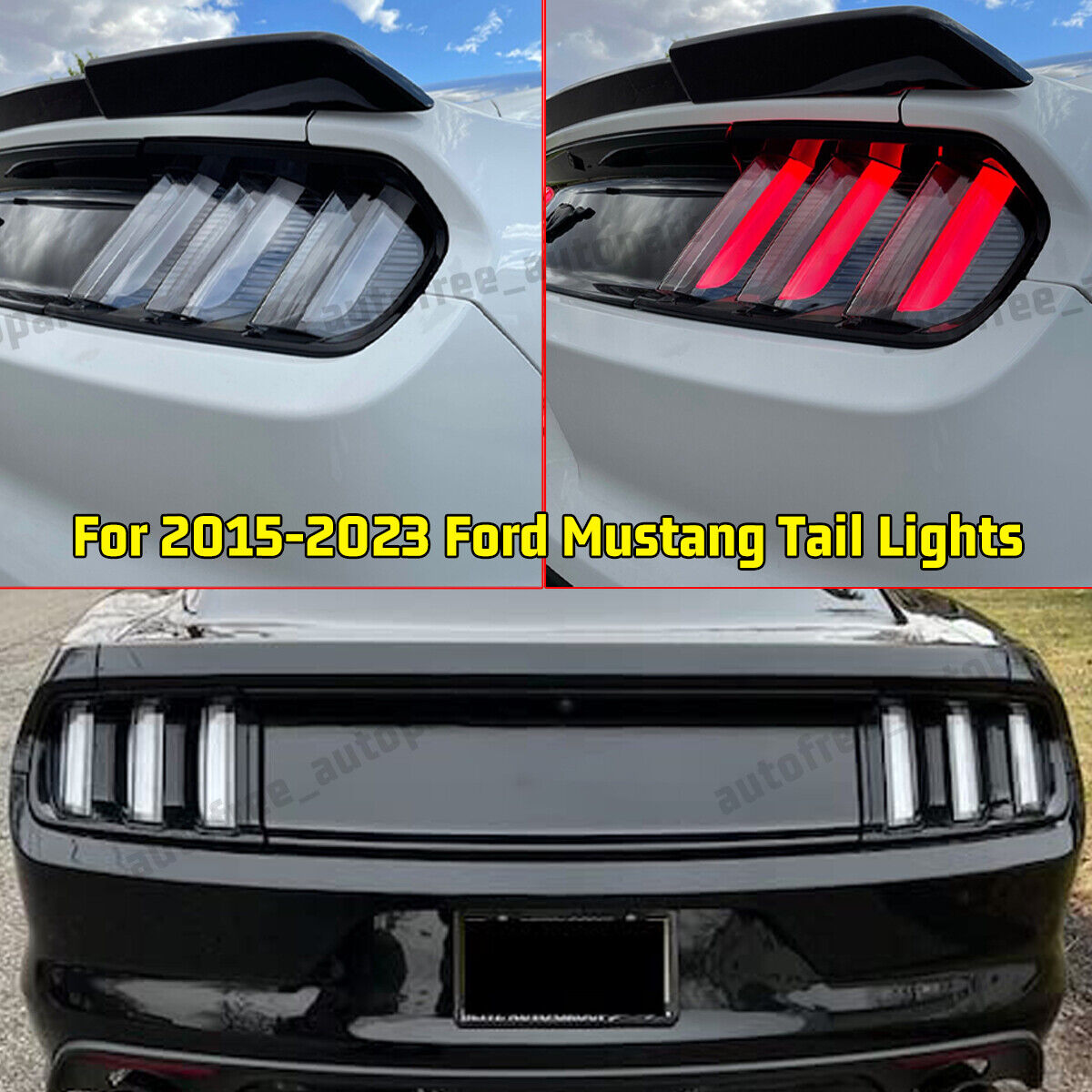 For 2015-2023 Ford Mustang Euro Clear LED Sequential Tail Lights Brake Lamps