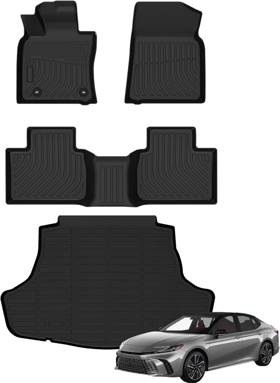 4PCS Floor Mat Cargo Liner TPE Set Fits 25-26 Toyota Camry Rear Trunk Accessory 4PCS Floor Mat Cargo Liner TPE Set Fits 25-26 Toyota Camry Rear Trunk Accessory