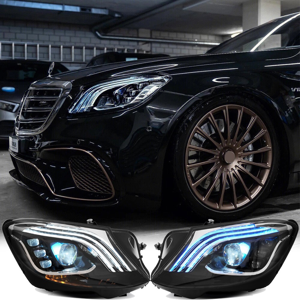 VLAND FULL LED Headlights Upgrade Style DRL For 2014-2017 Mercedes Benz S-Class