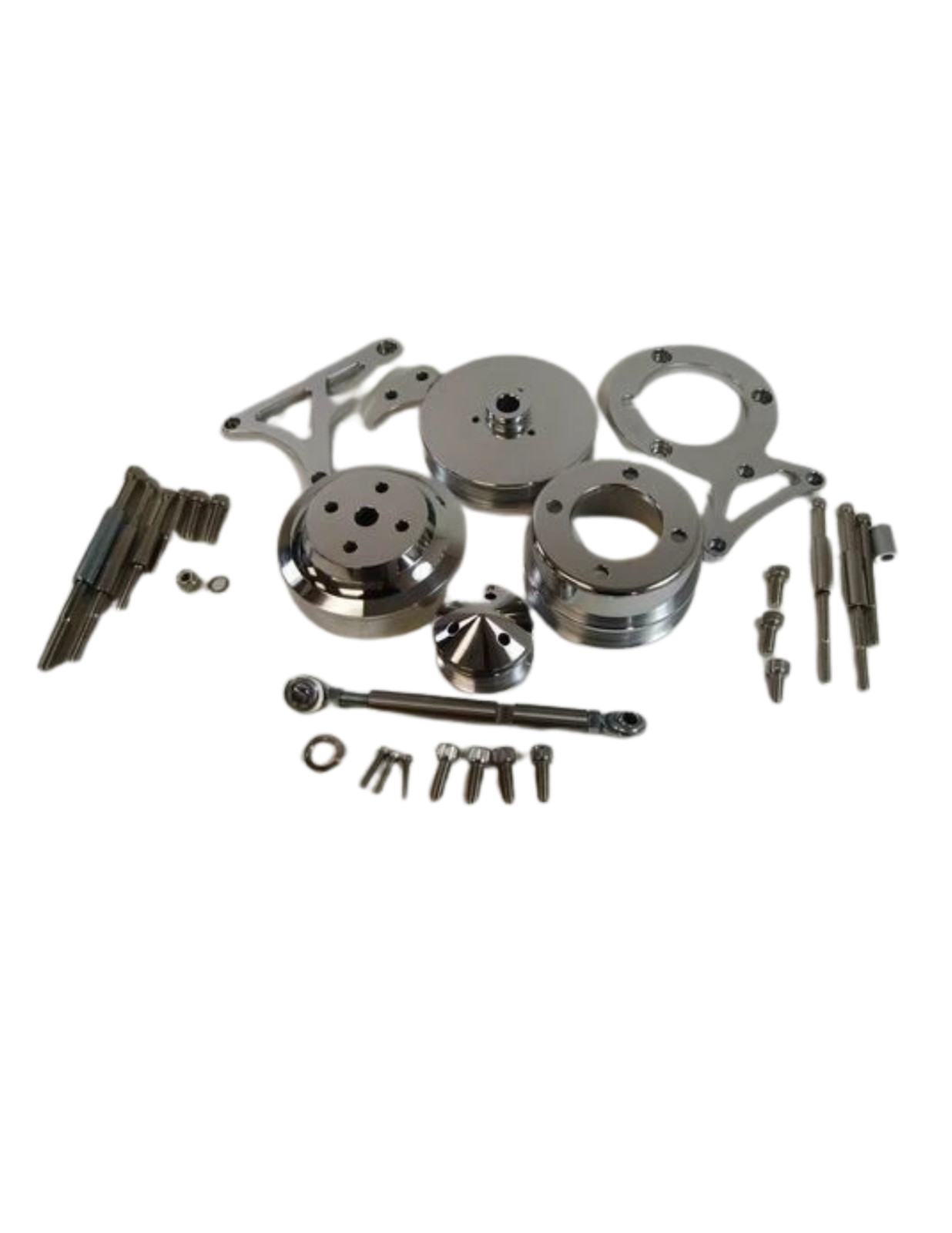 Ford Mustang Polished Serpentine Pulley & bracket Set 5.0 LX 1979-93 302 Ford Mustang Polished Serpentine Pulley & bracket Set 5.0 LX 1979-93 302