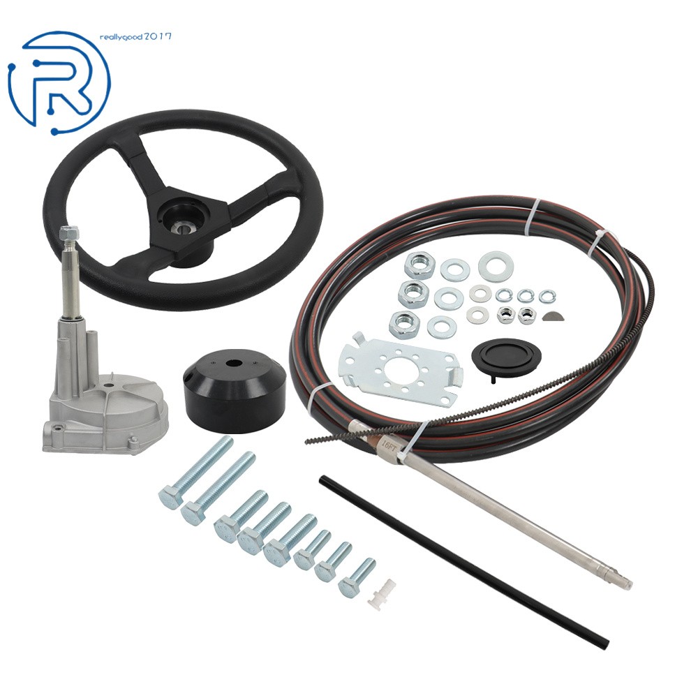 16 Feet SS13716 Boat Rotary Steering System Outboard Kit 16Ft Steering Cable