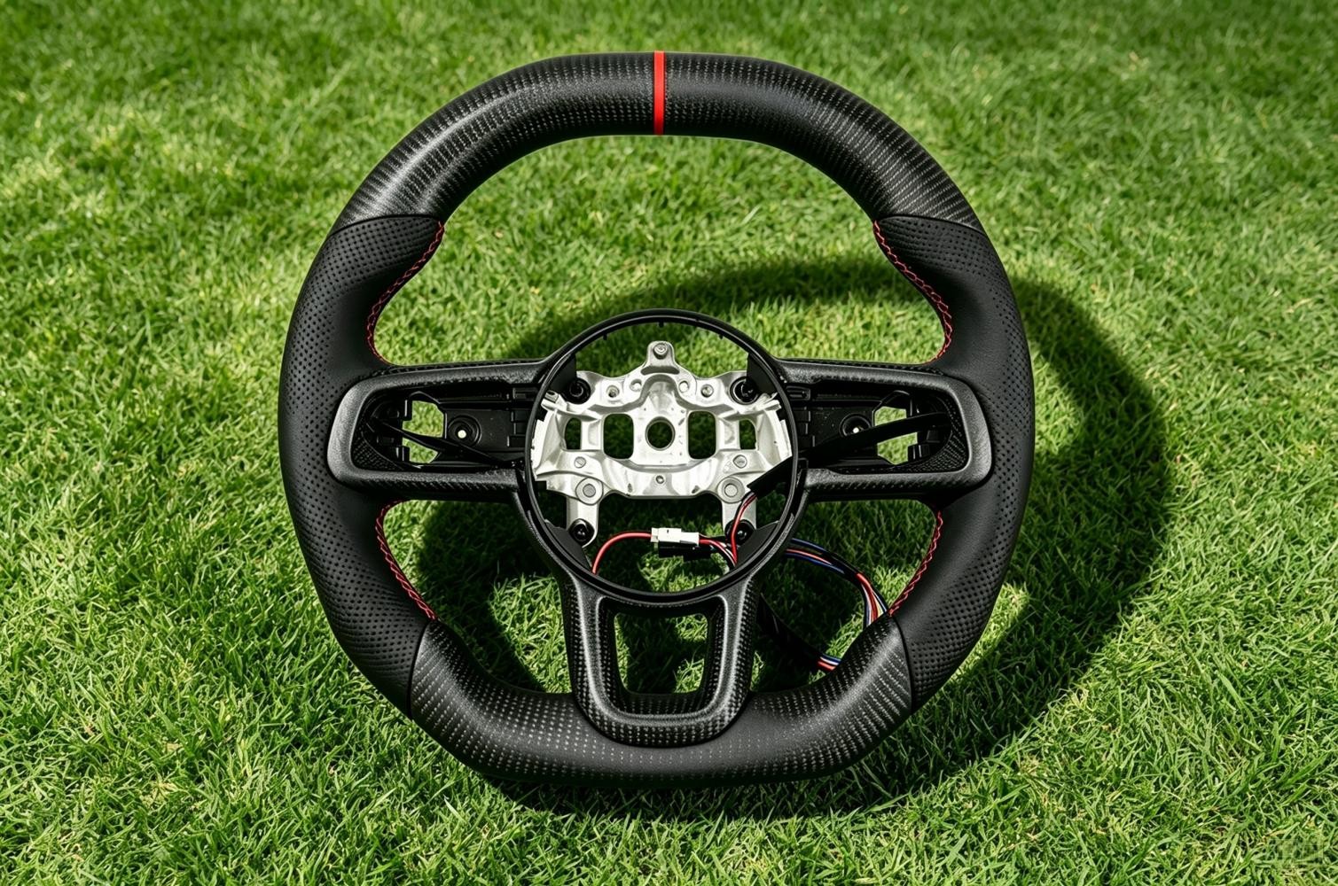 Premium Matte Carbon Fiber Flat Heated Wheel For Jeep Wrangler JL JT 18‑25