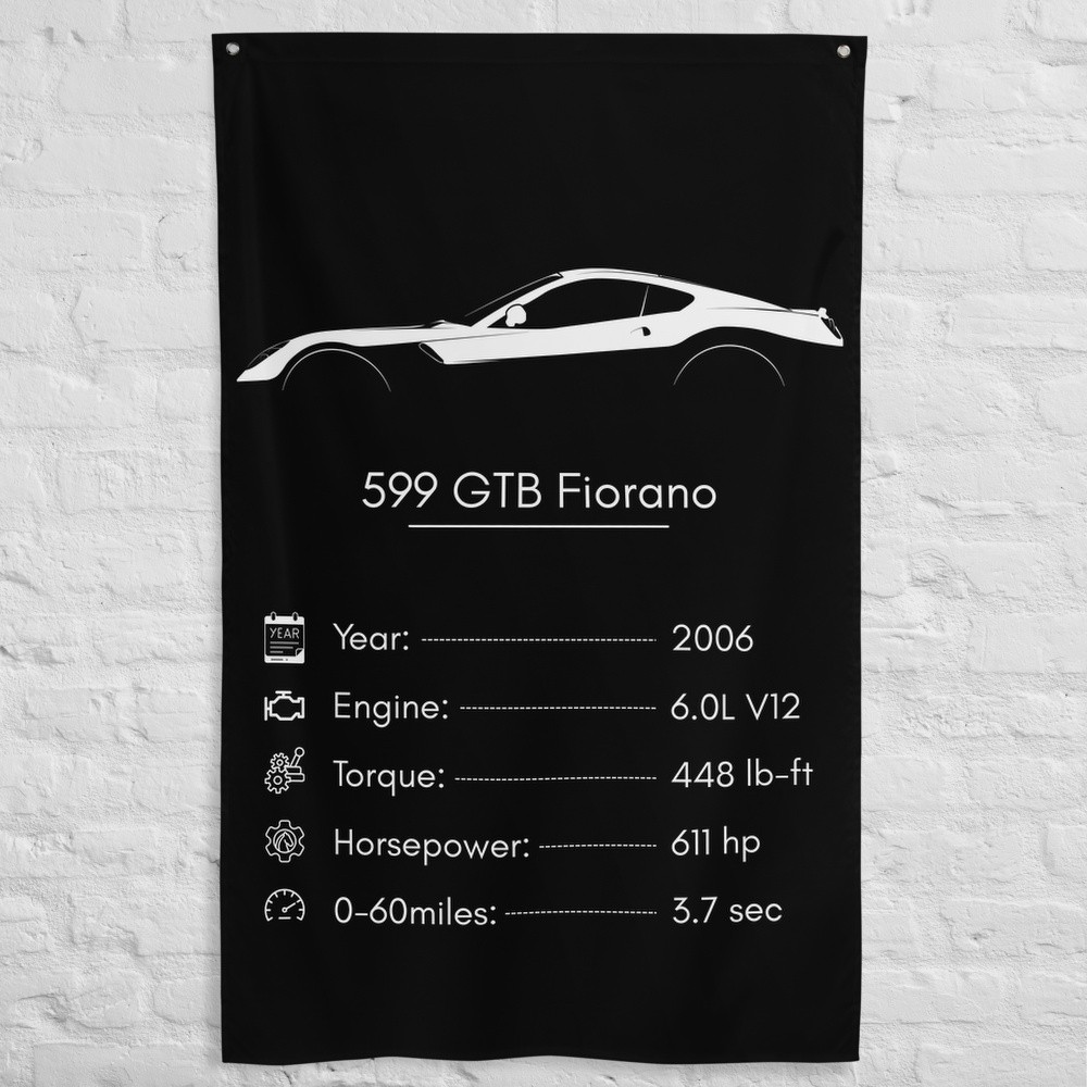 599 GTB Fiorano 2006 Car Silhouette Flag 3x5 ft Garage Banner Wall Decor
