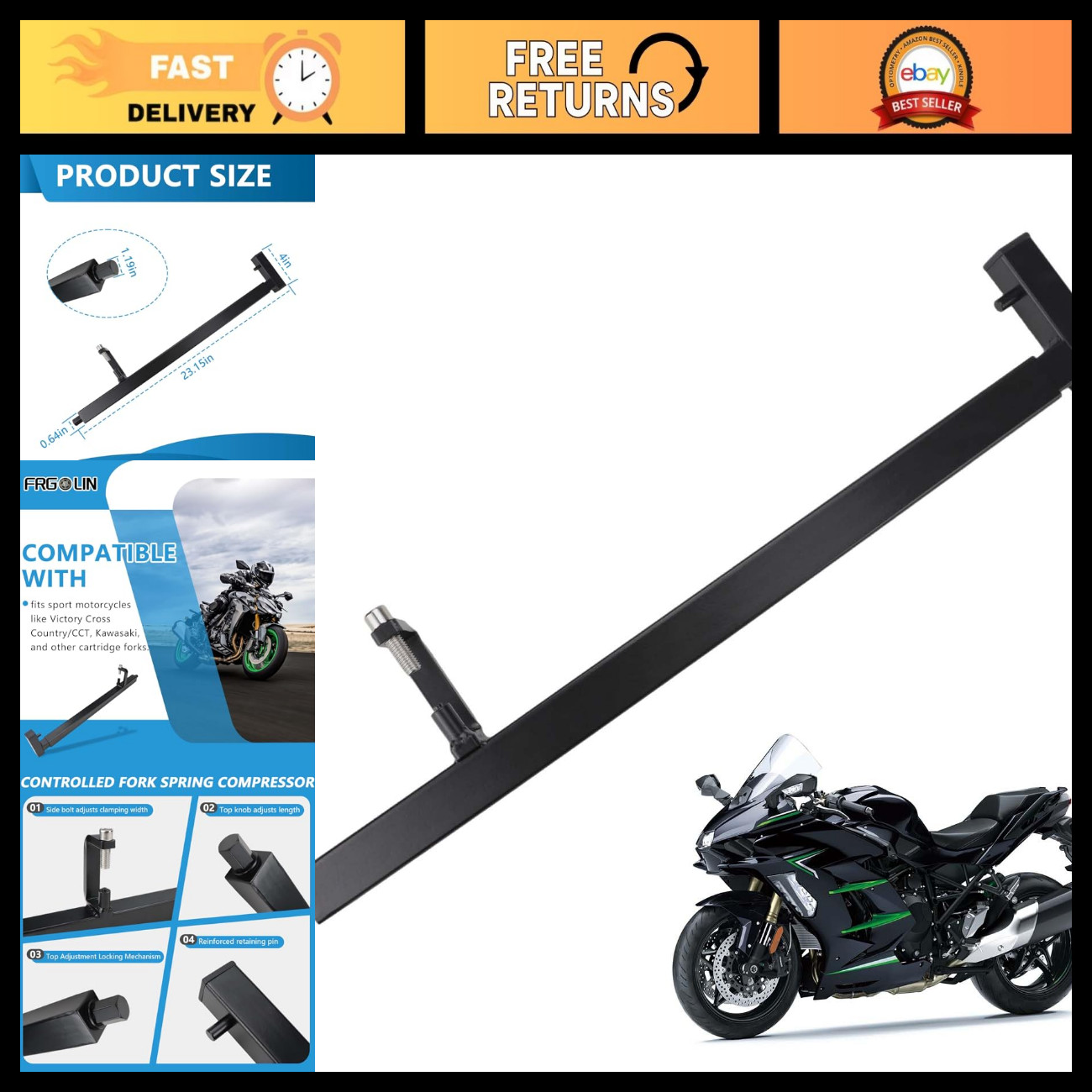Motorcycle Fork Spring Compressor Tool - Heavy Duty Suspension Repair Kit