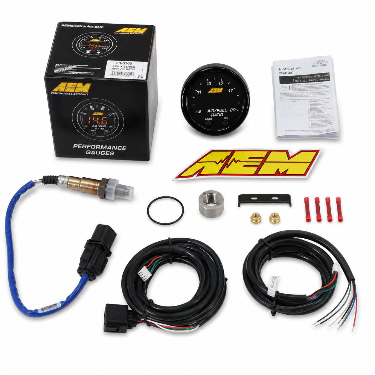 30-0300 X-Series Wideband UEGO Air Fuel Ratio Gauge Kit O2 Sensor 52mm For AEM