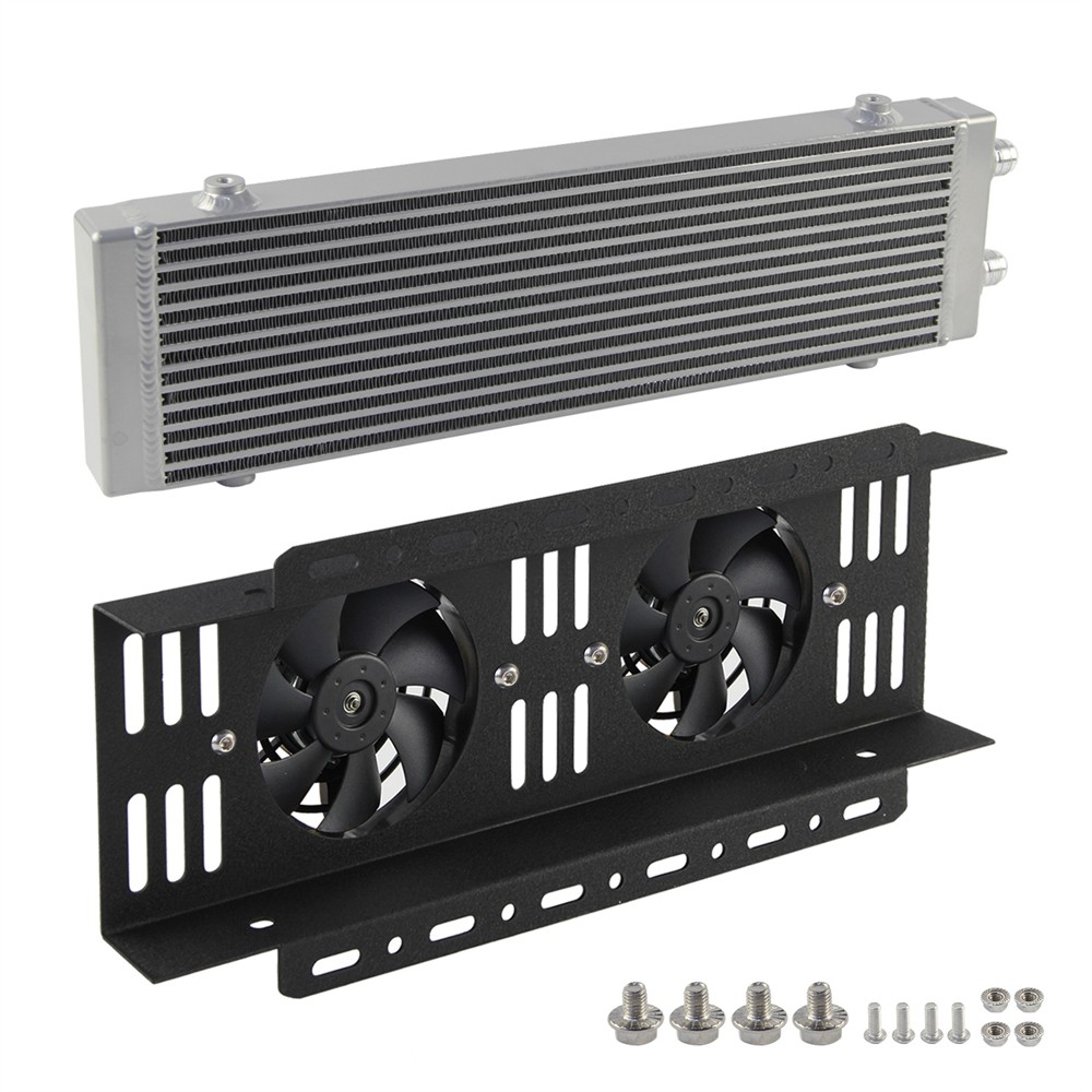 Universal Dual Pass Large AN10 Oil Cooler Bar&Plate SL+ Dual 5.5'' Electric Fan