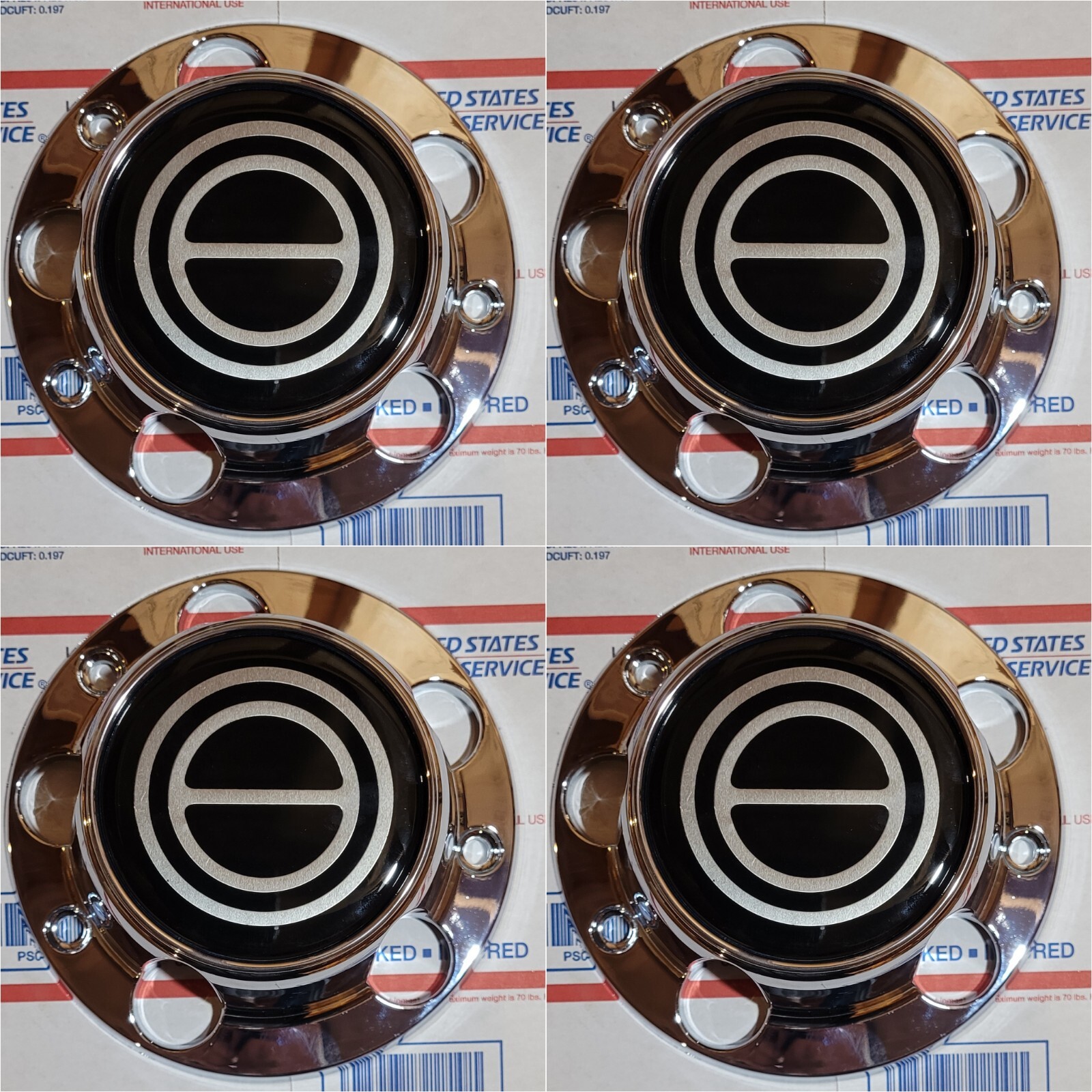 4ps 1980-1996 BRONCO F150 F-150 VAN Wheel Hub Center Cap CHROME RED New w/ Screw