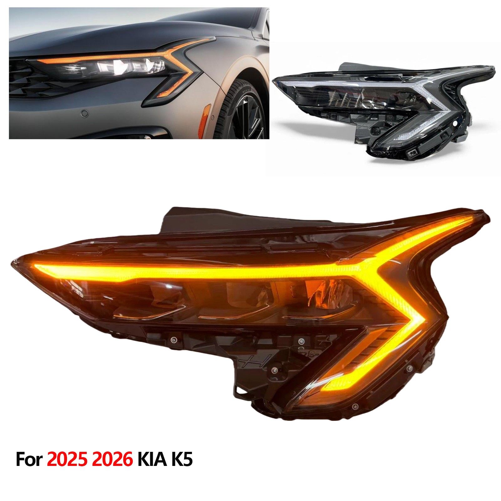 New LED Headlight Assembly for 2025-2026 Kia K5 EX LXS GT Left Driver Side LH