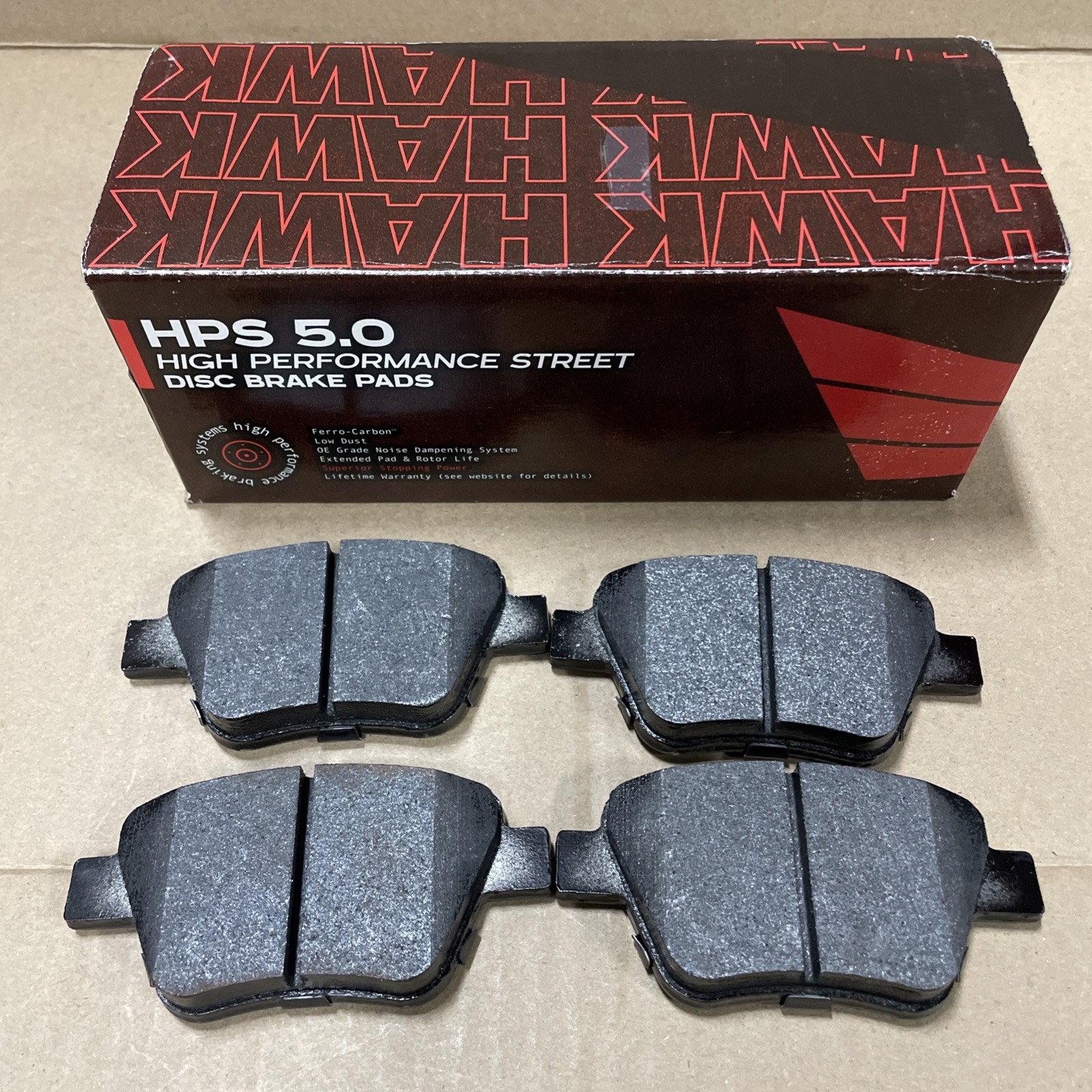 Hawk Performance HB695B.609 HPS 5.0 Rear Brake Pads D1456 8656 Unsealed Open Box