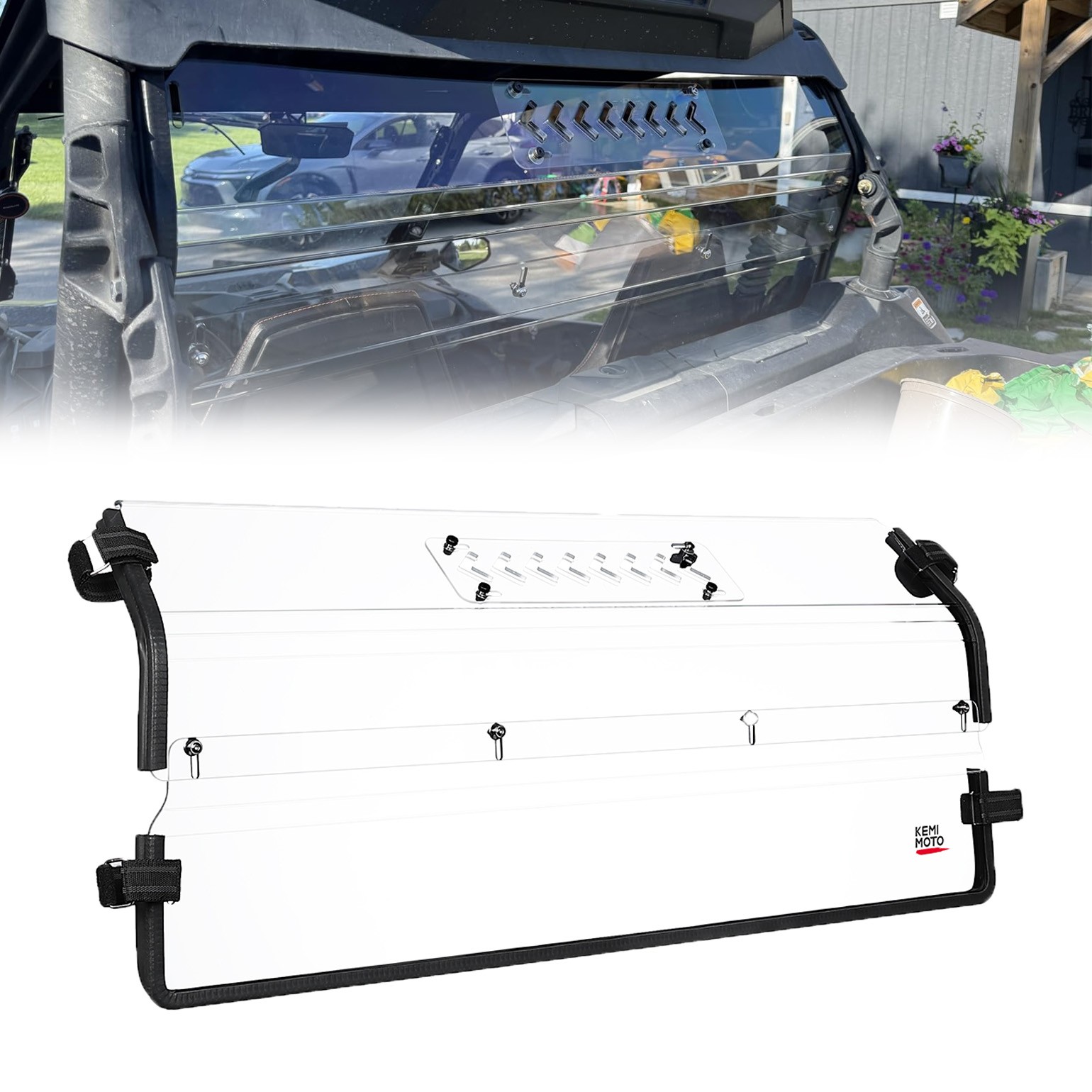 UTV Vented Rear Windshield Clear for Can Am Commander 700/ 1000R/ Max 2021-2026
