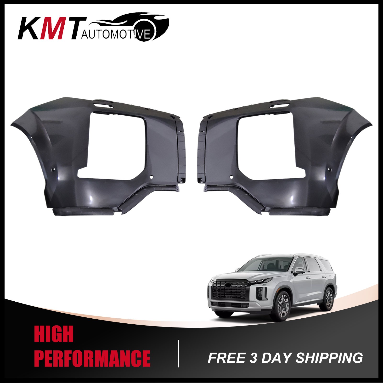 Front LH & RH Bumper Cover Set Fits 2023-2025 Hyundai Palisade W/ Sensor Holes