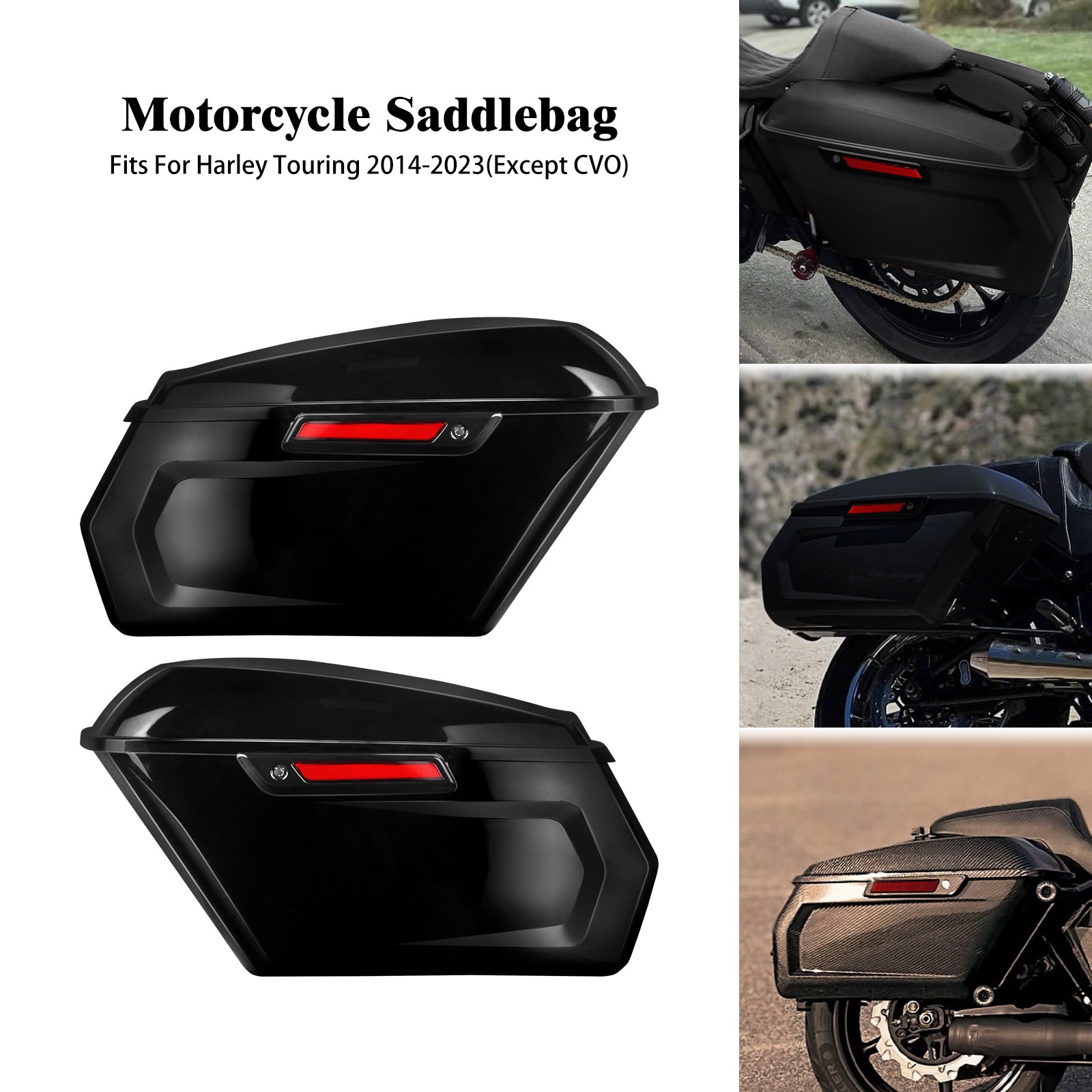 Black Motorcycle Hard Saddlebag Side Bag Luggage Bags For Harley Touring 14-23