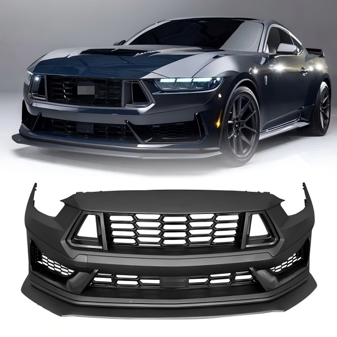 For 2015-2017 Ford Mustang To 24+ Dark Horse Style Front Bumper & Front Lip