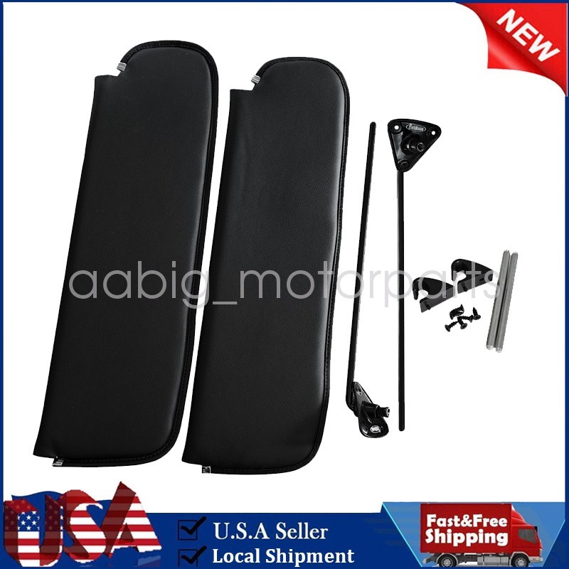 FOR 1967-72 CHEVROLET CHEVY GMC TRUCK BLACK SUN VISORS & BRACKETS KIT LH + RH US
