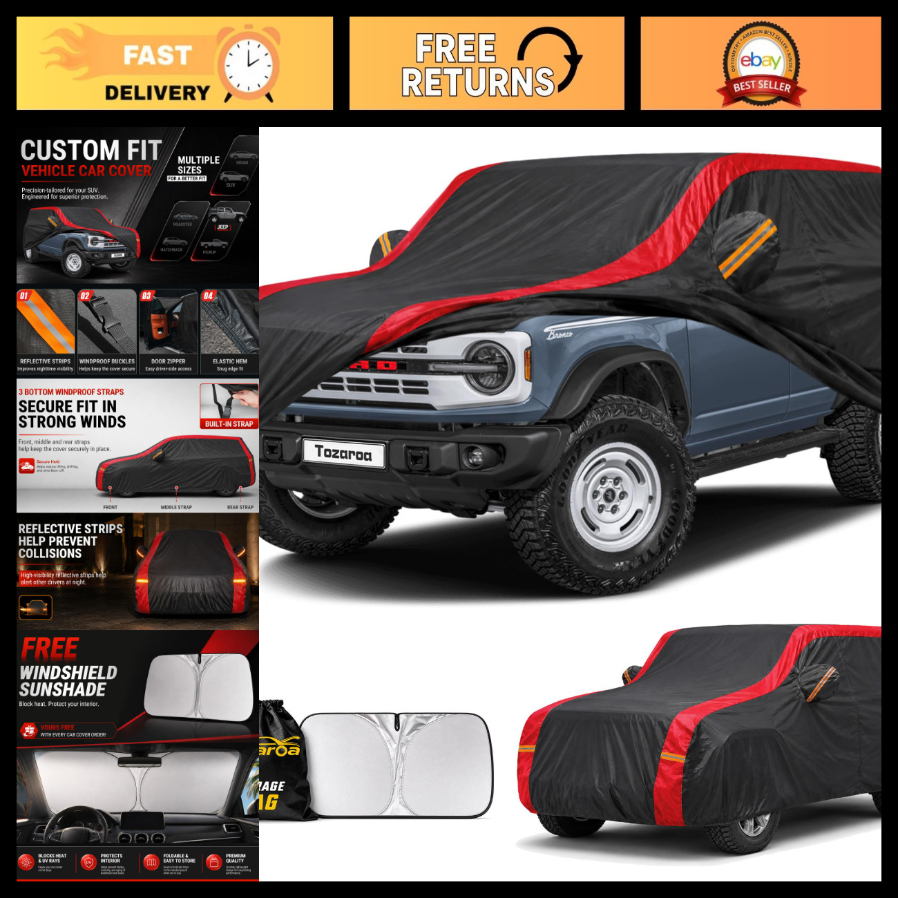 Custom Fit SUV Car Cover for Bronco Sport 4Dr (2020-2026) - 100% Waterproof, All