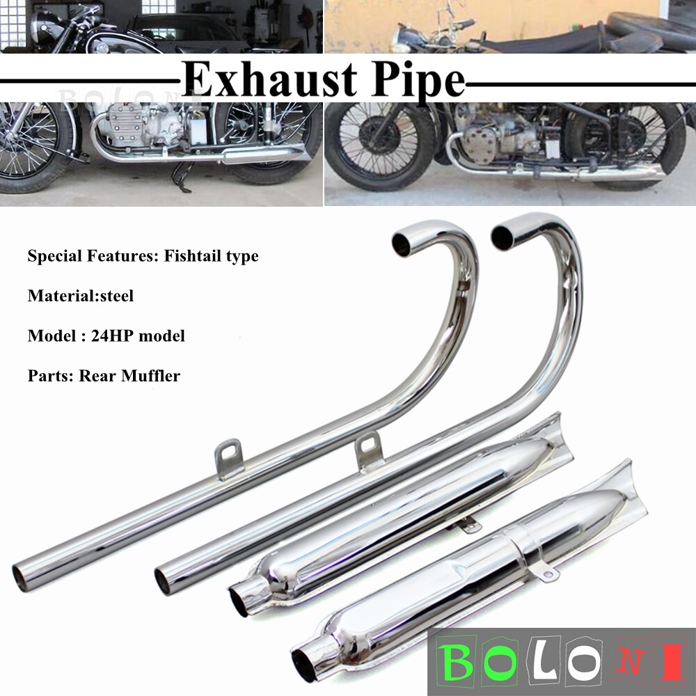 For BMW M1 M72 R71 R12 24HP Fishtail Exhaust Muffler Pipe Assembly Chrome