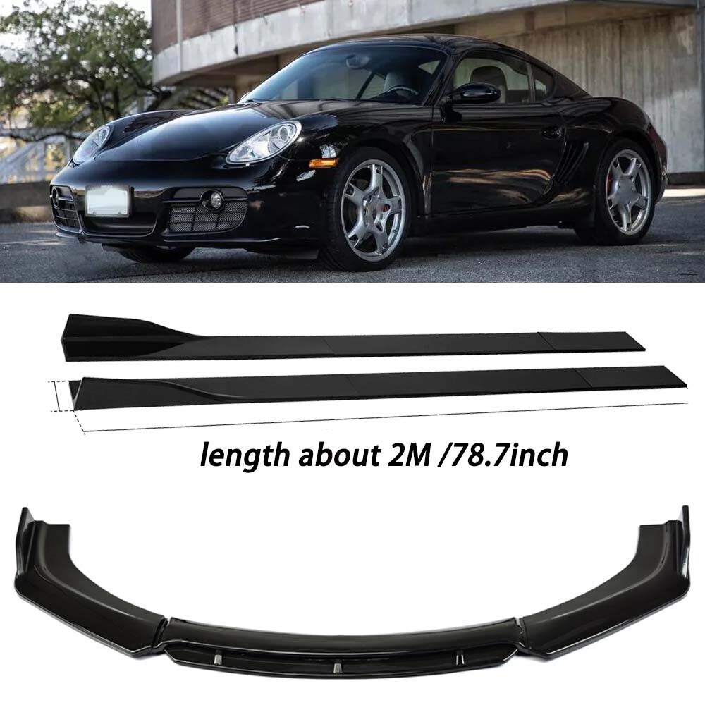 For Porsche Cayman 2006-2016 Front Bumper Lower Lip Spoiler Splitter +Side Skirt