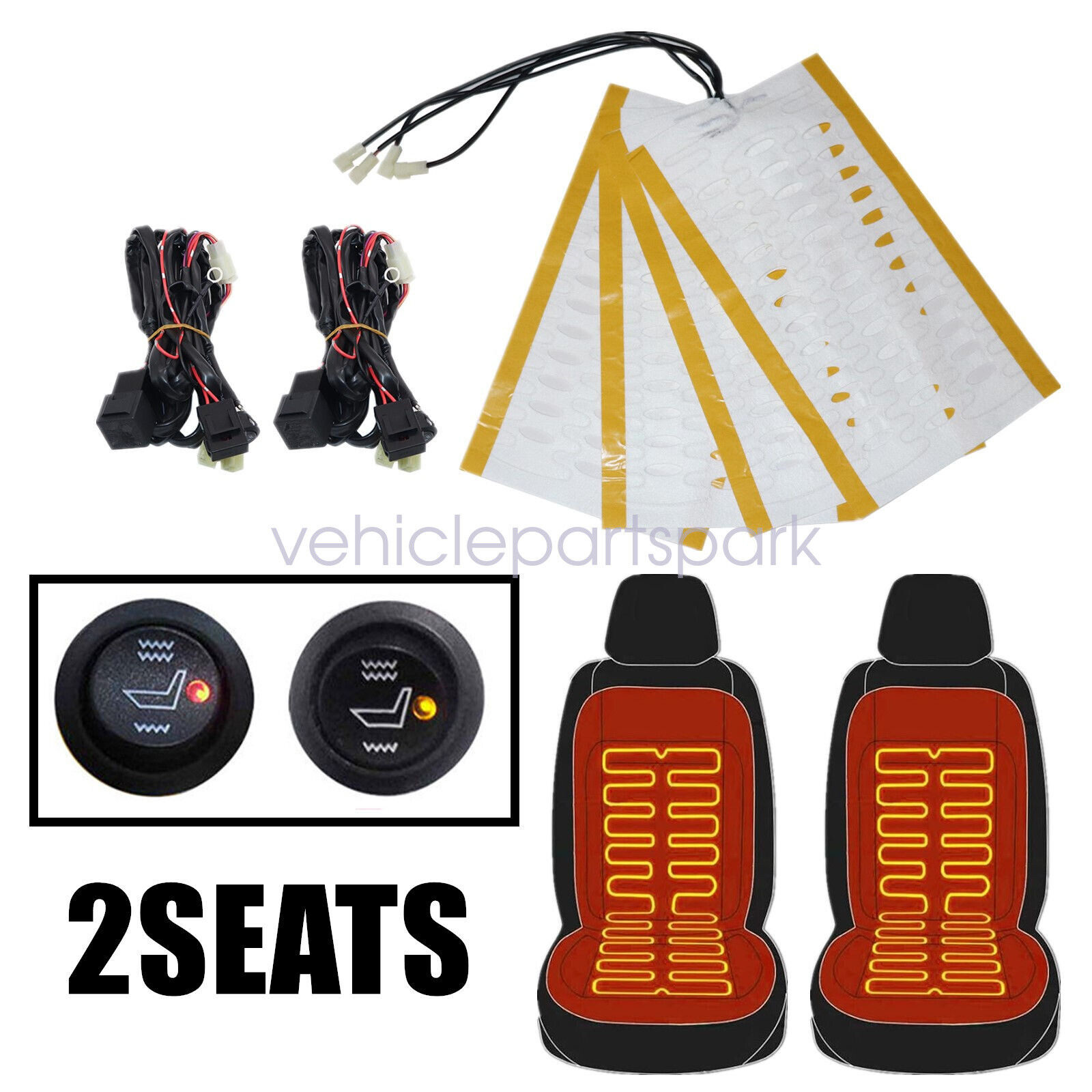 2 seats 12V Universal round SWITCH seat heater,heated seat kit,4 PCS