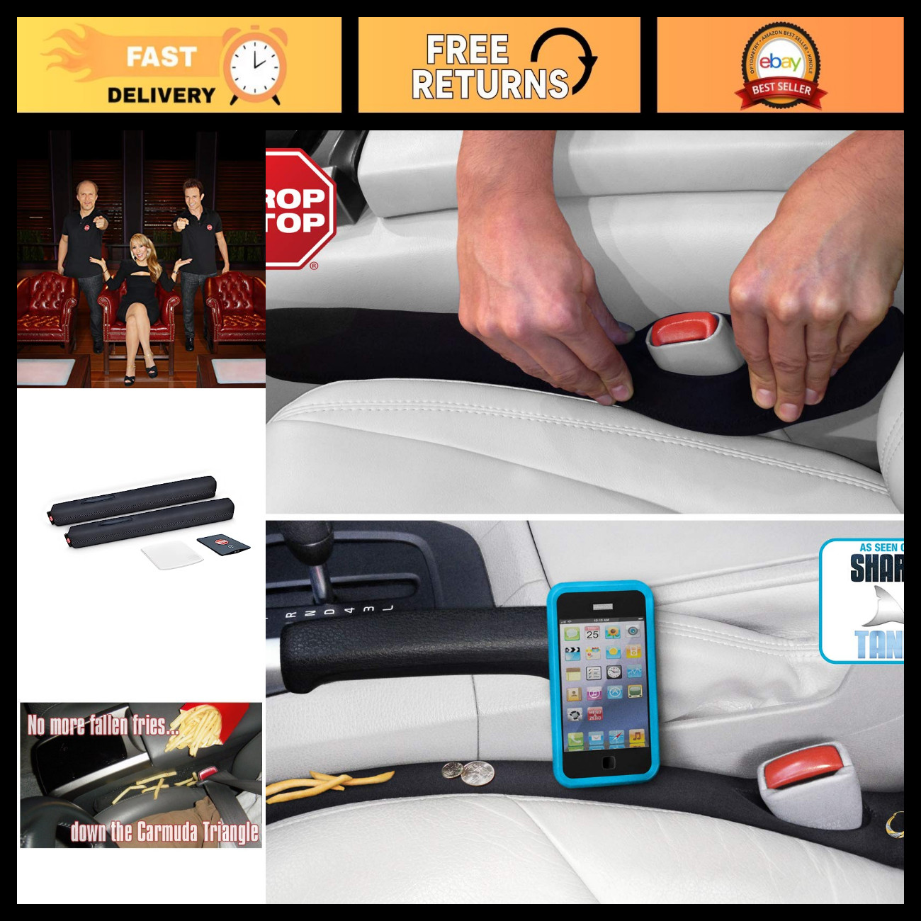 Car Seat Gap Fillers - 2 Pack, Dash Pad & Light - Prevents Lost Items, Easy Inst