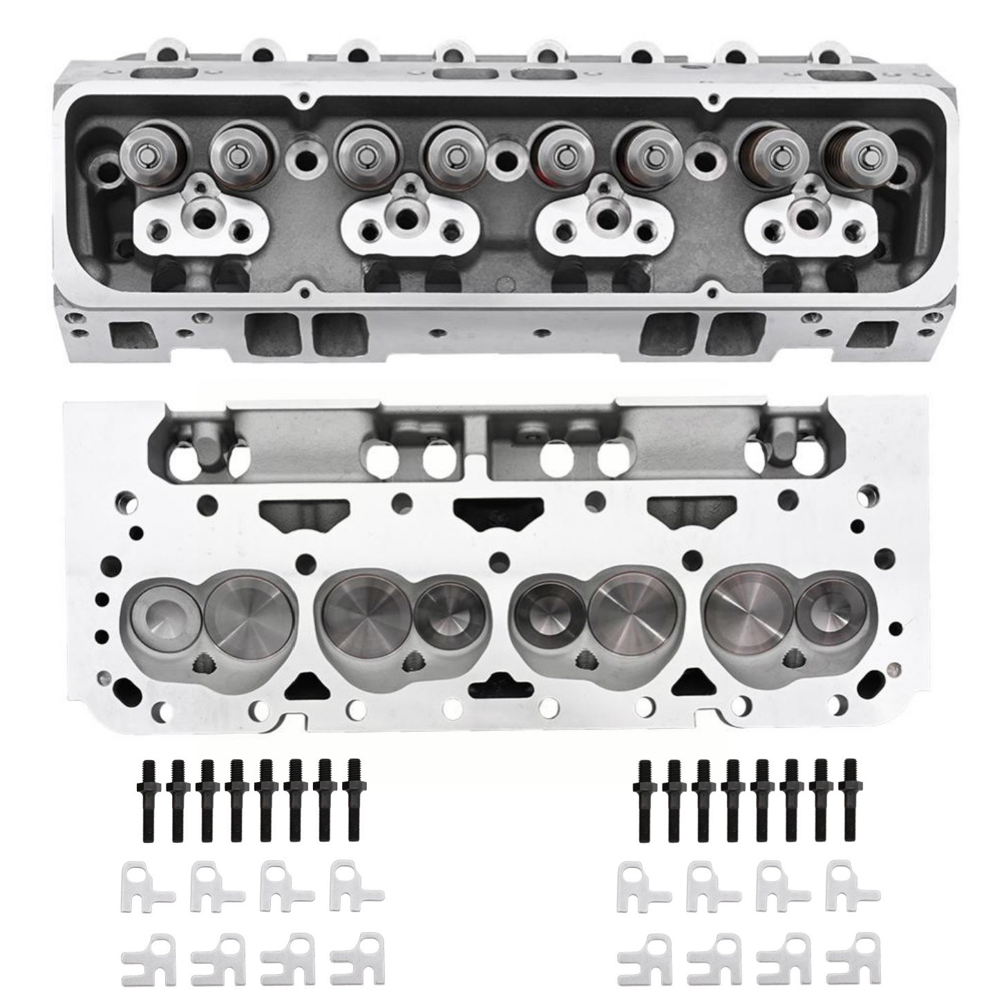 FOR SBC Chevy 350 Complete Angle Aluminum 2×Cylinder Heads 190cc 64cc 2.02/1.60