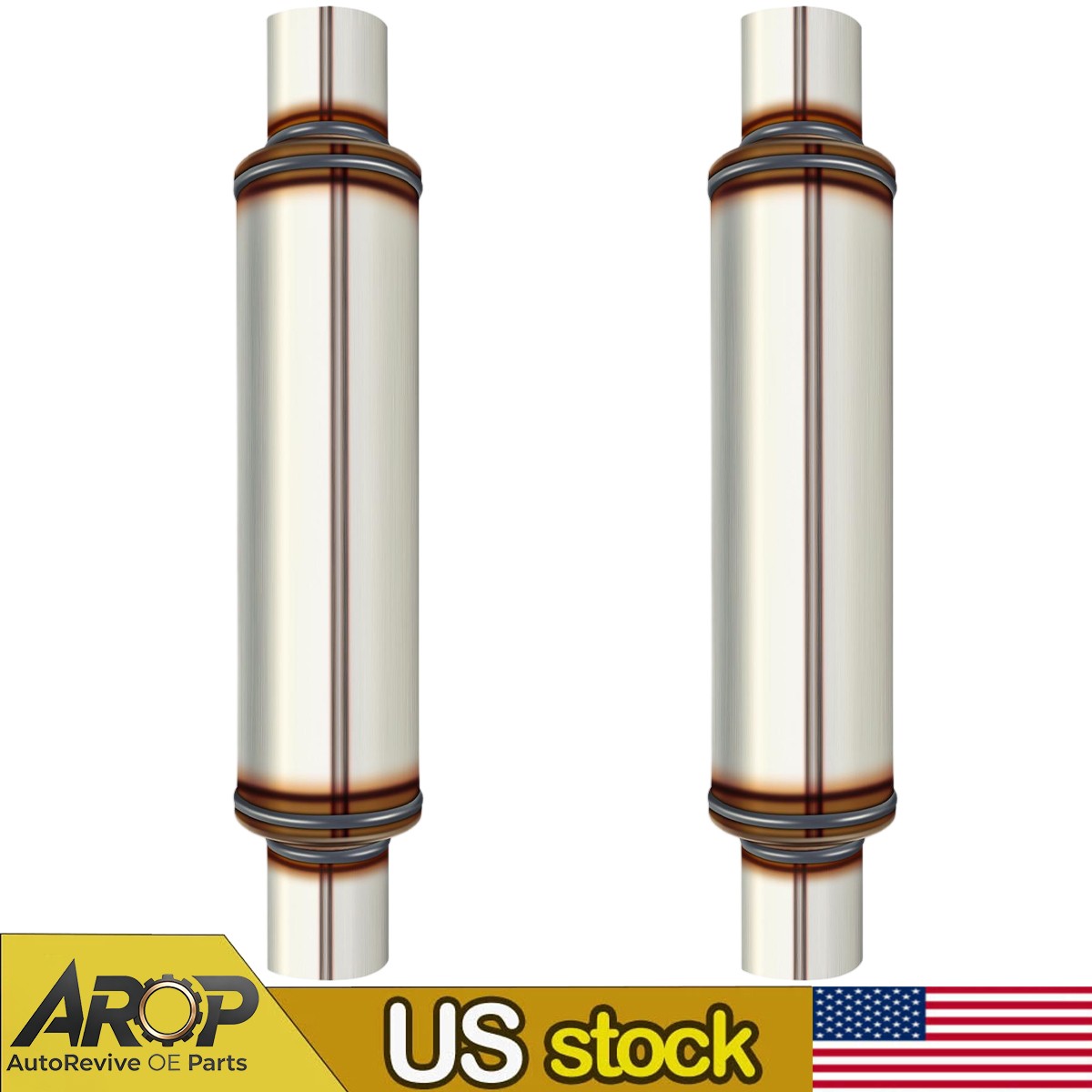 2PCS 2.5\'\' Moderate Muffler Resonator 2.5 in Exhaust Resonator