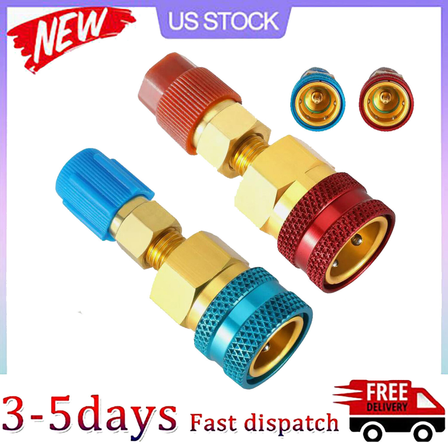 R1234YF To R134A Adapter Kit Quick Couplers Hi/Lo Side Conversion For Car A/C