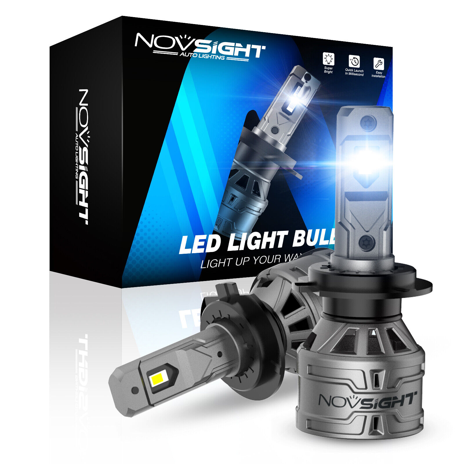 NOVSIGHT 13000LM LED Headlight Bulbs Kit High Low Beam 6500K White Super Bright
